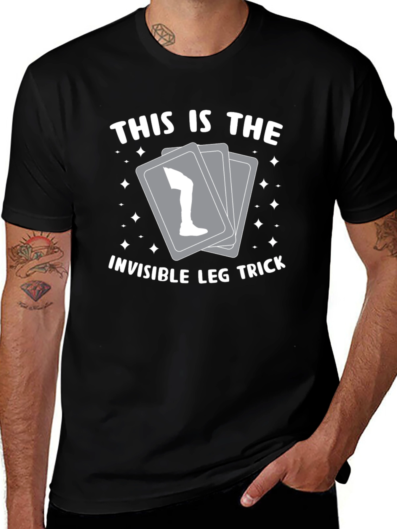 Variant 18 of Invisible Leg Trick Graphic Tee - Black Cotton Blend