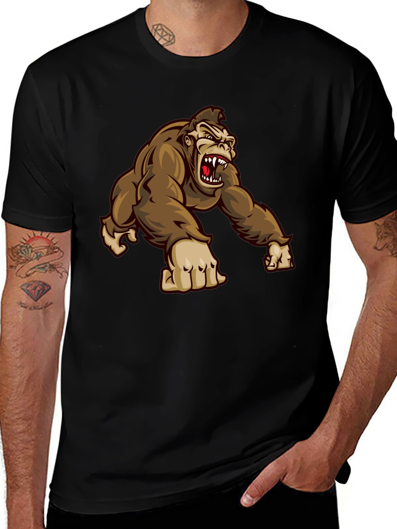 Variant 7 of Men's Gorilla Graphic Tee - Black