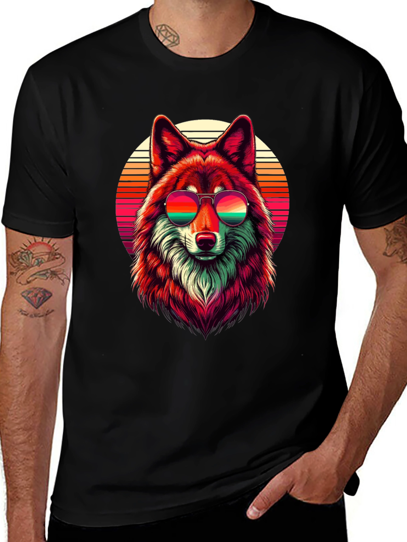 Variant 13 of Retro Wolf Graphic T-Shirt - Cool Animal Tee