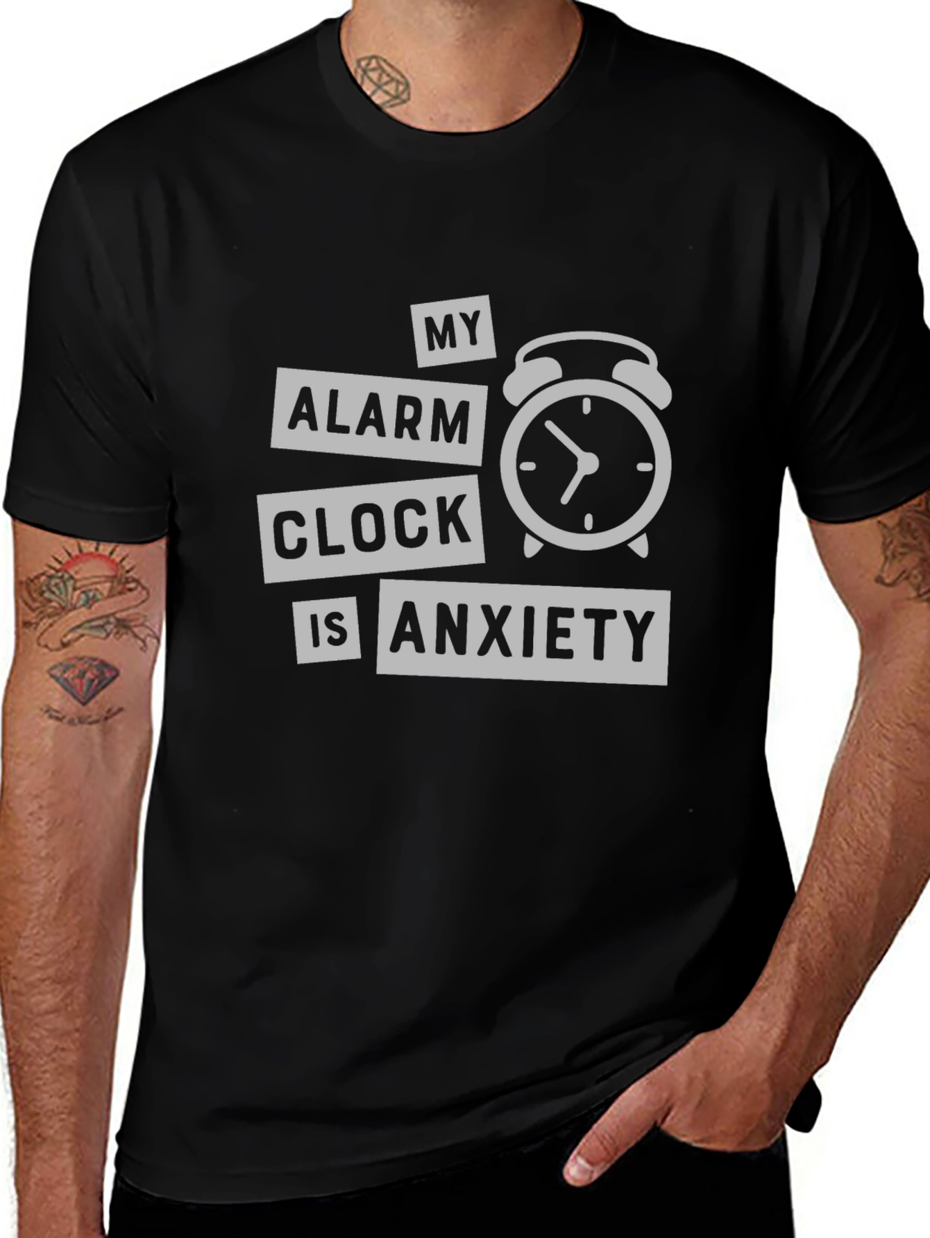 Variant 14 of Anxiety Alarm Clock Graphic T-Shirt - Soft Cotton Tee