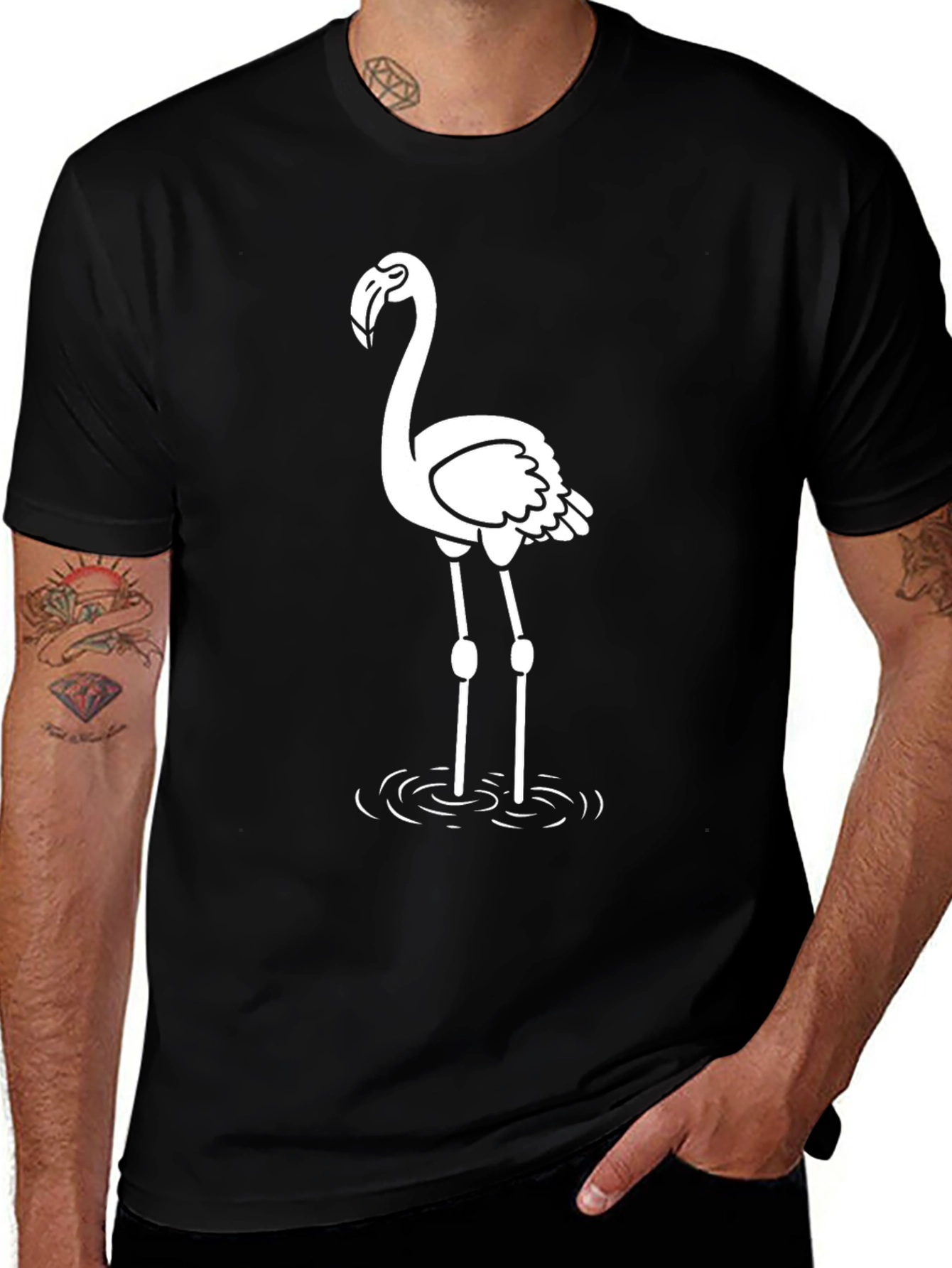 Variant 28 of Cool Flamingo Graphic T-Shirt - Black