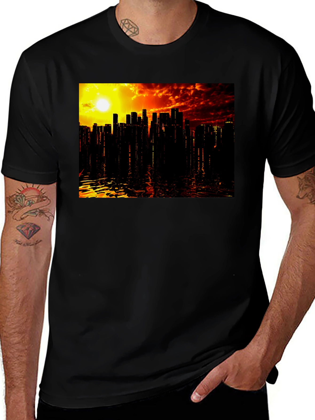 Variant 14 of Sunset Cityscape Graphic Tee