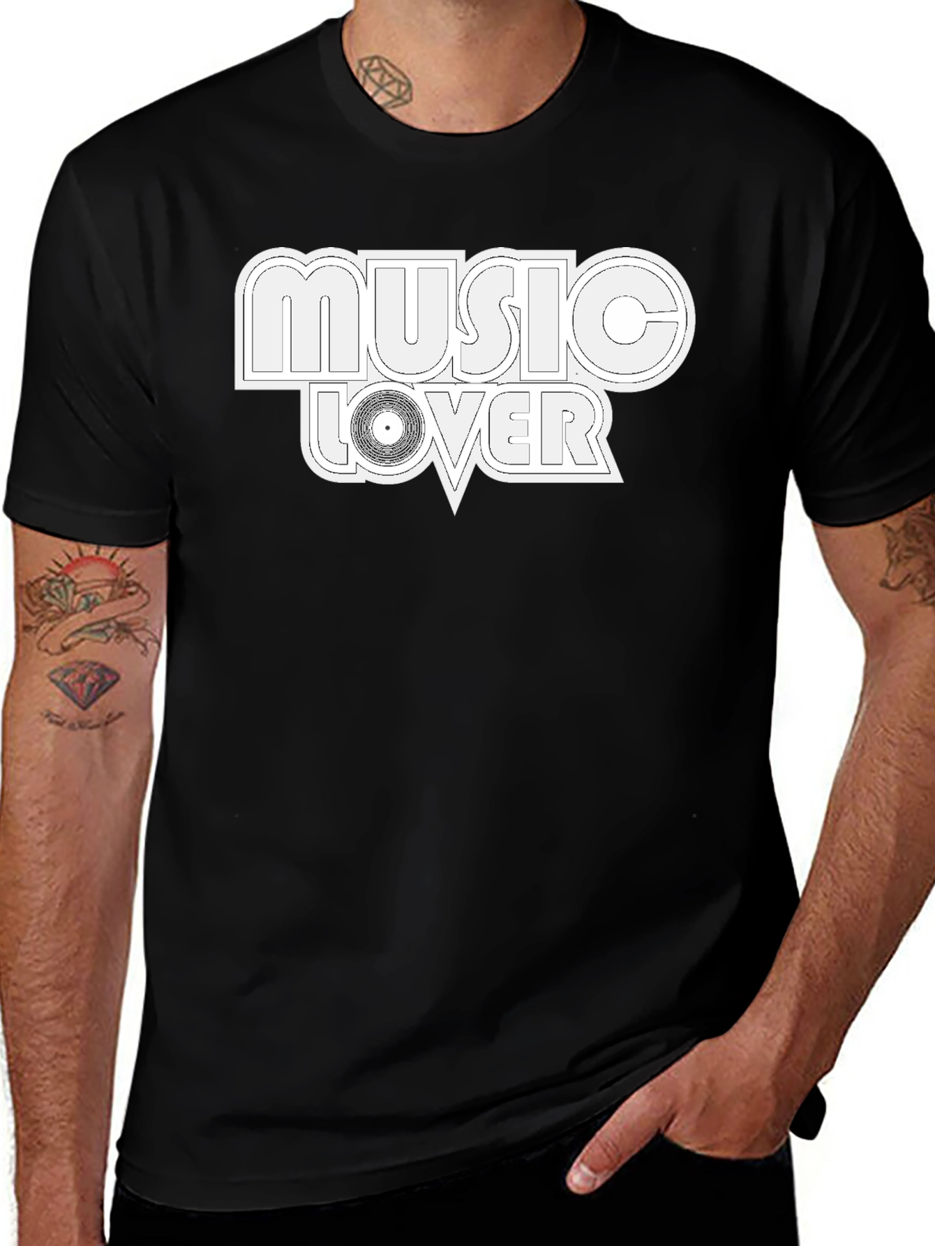 Variant 13 of Music Lover Graphic Tee - Black Cotton Blend T-Shirt
