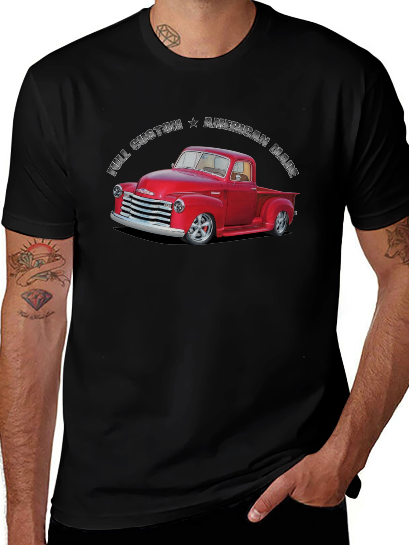 Variant 13 of Custom American Made Red Truck Graphic T-Shirt