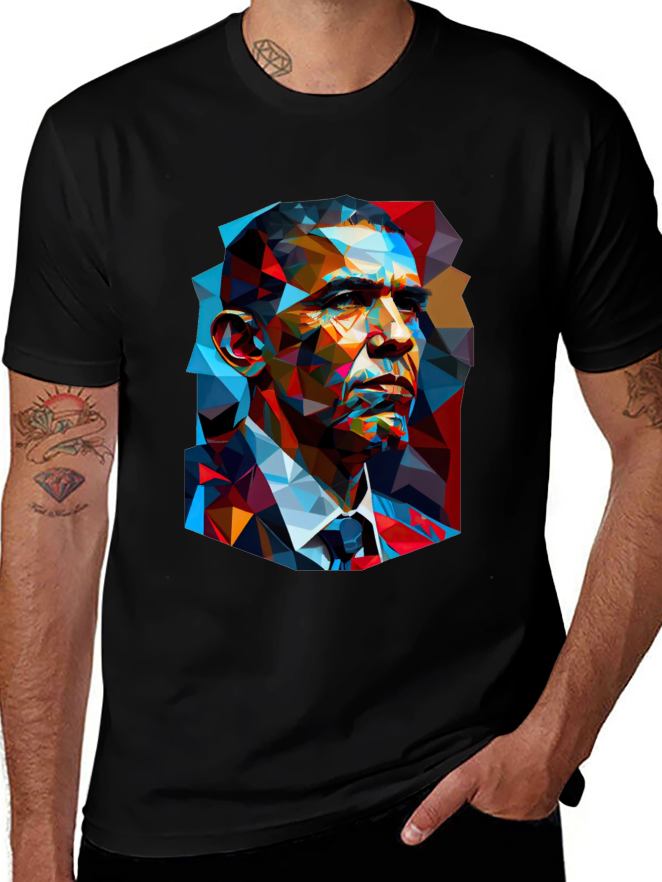 Variant 26 of Obama Geometric Portrait Graphic T-Shirt