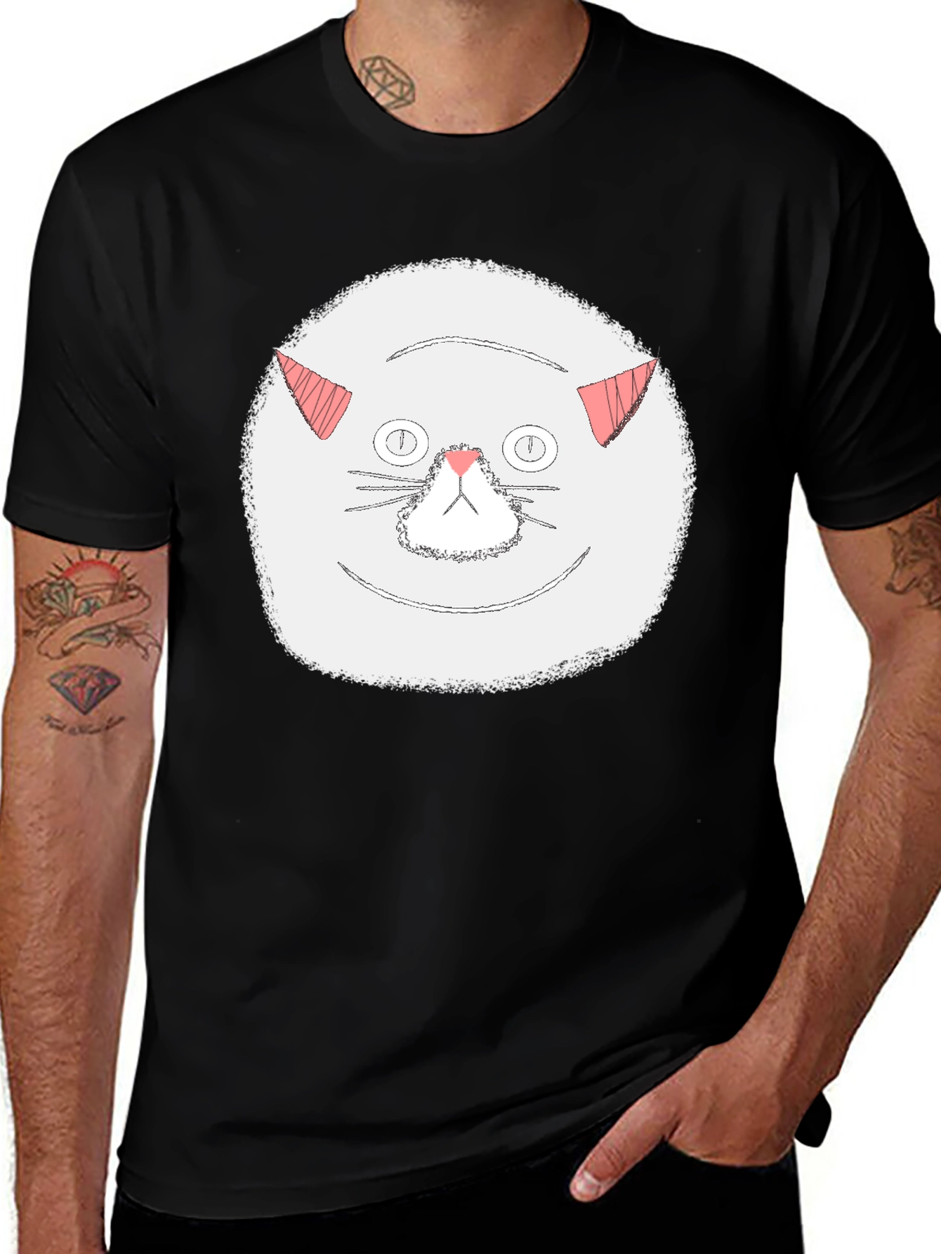 Variant 20 of Funny Cat Graphic Tee - Mens Black T-Shirt