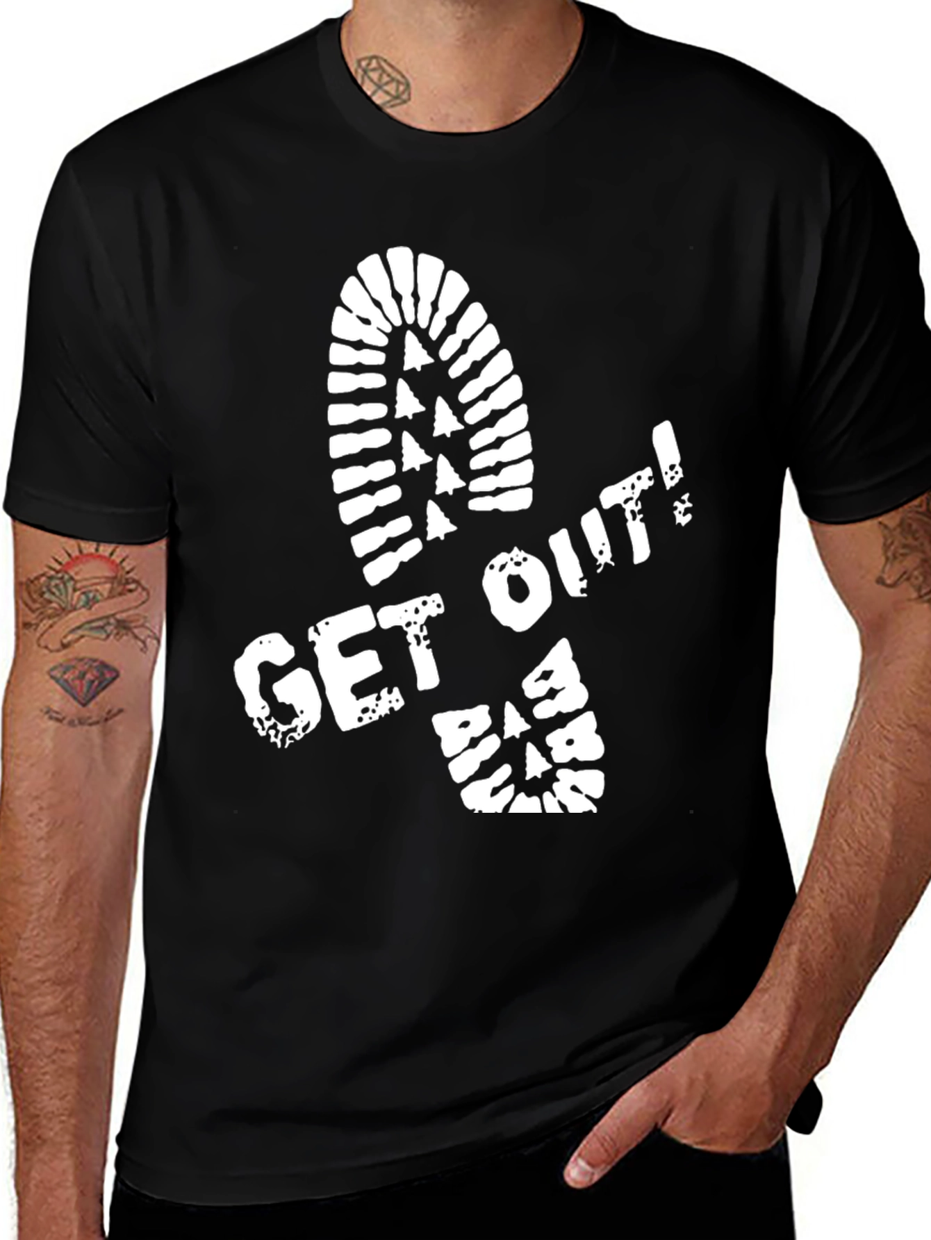 Variant 25 of Get Out! Shoe Print Graphic Tee