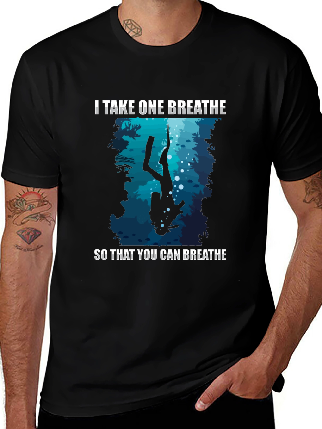 Variant 17 of Scuba Diving Graphic T-Shirt - I Take One Breathe