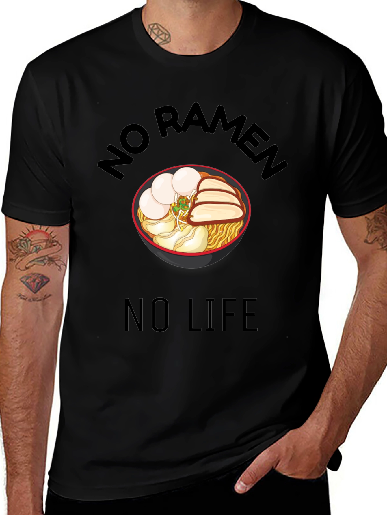 Variant 21 of No Ramen No Life Black T-Shirt - Foodie Tee