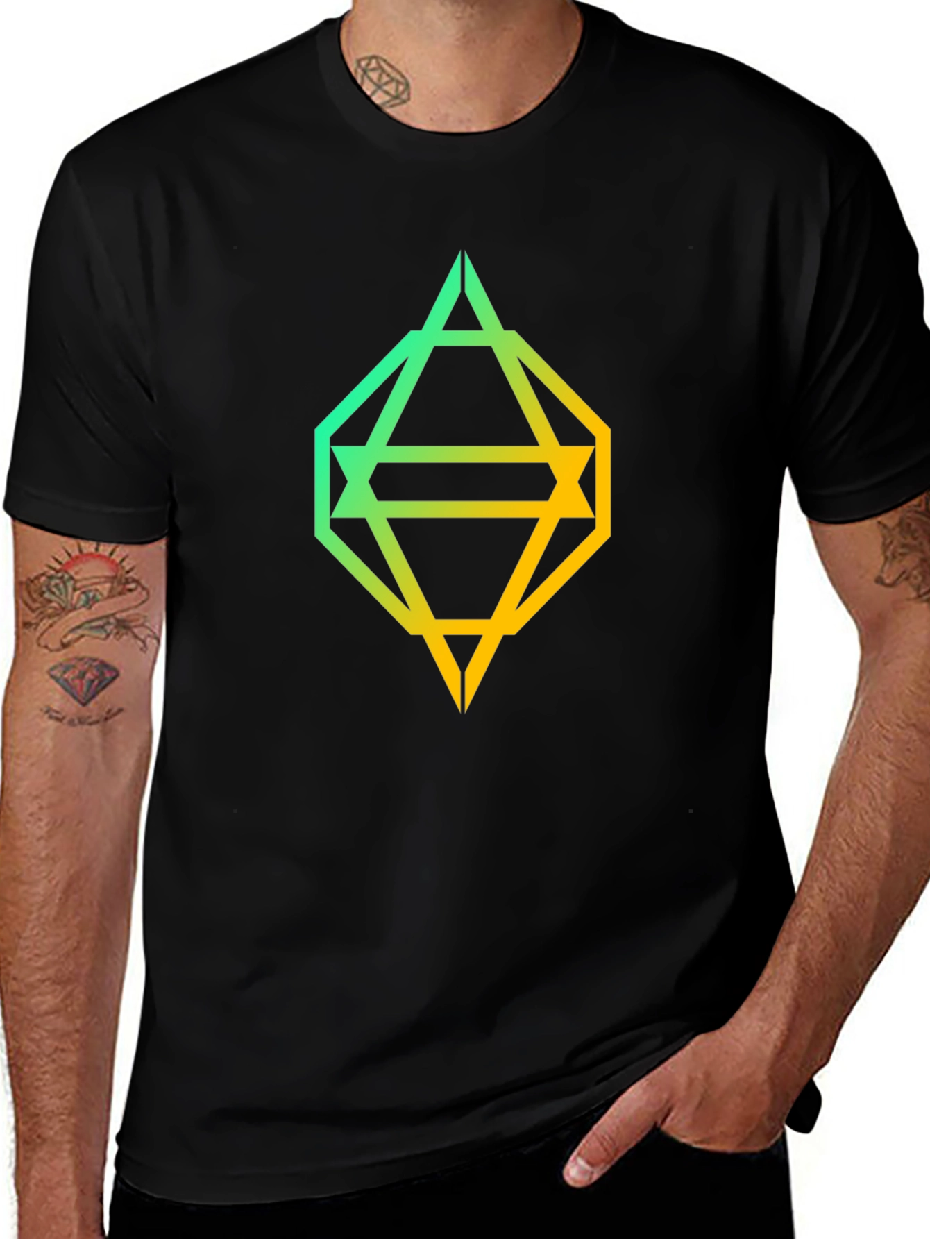 Variant 25 of Geometric Gradient Graphic Black T-Shirt