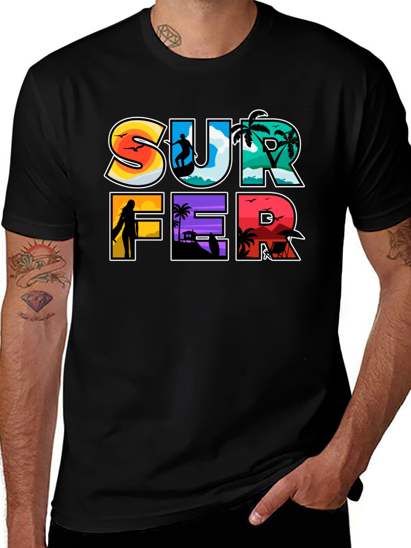 Variant 5 of Surfer Graphic Tee - Beach Vibes T-Shirt
