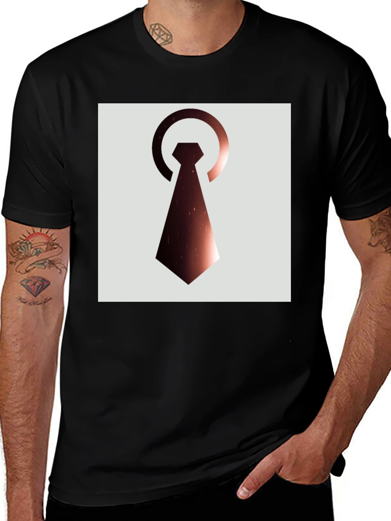 Variant 17 of Modern Tie Graphic Tee - Stylish Black Cotton Blend Shirt