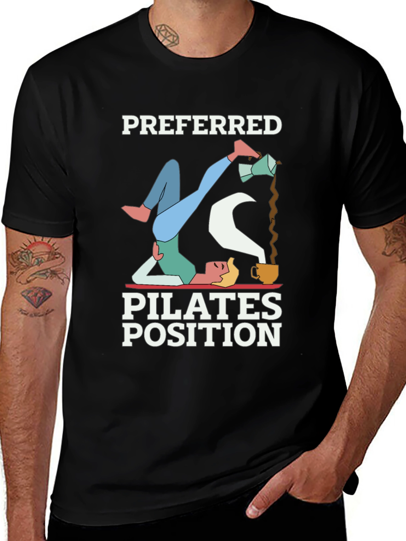 Black Preferred Pilates Position Coffee Lover T-Shirt main image