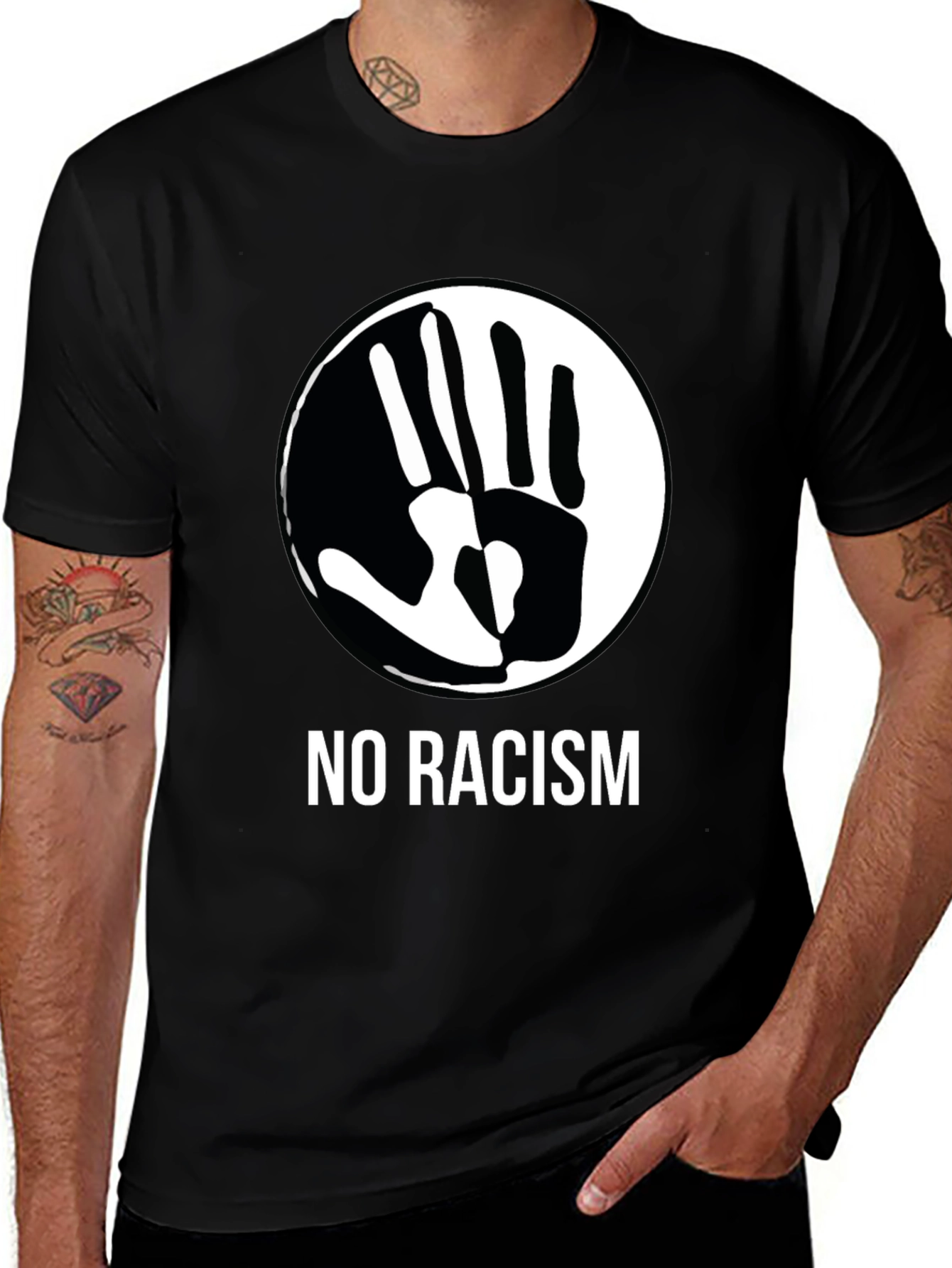 Variant 5 of No Racism Graphic Tee - Black