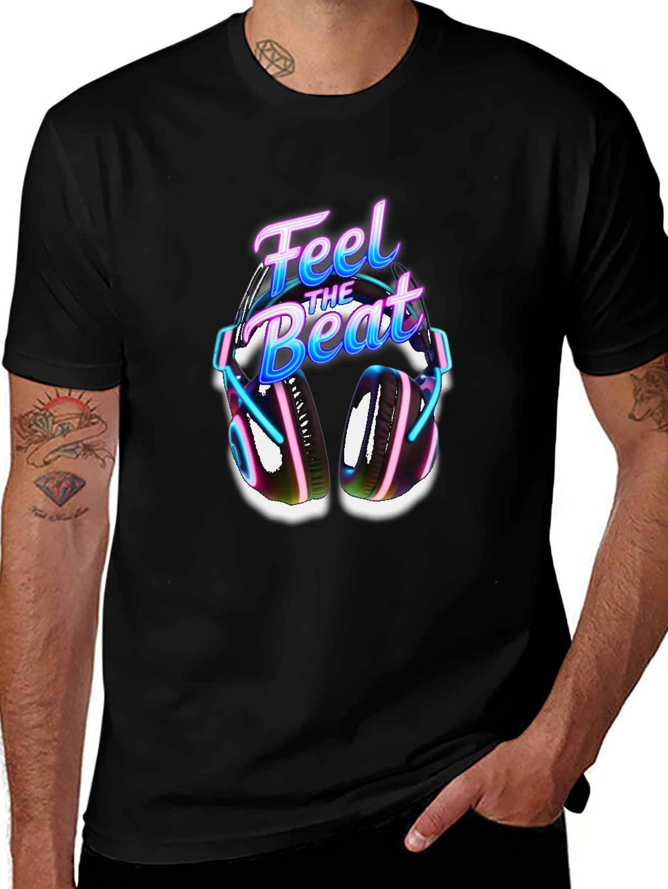 Variant 23 of Feel The Beat Graphic Tee - Black Cotton Blend