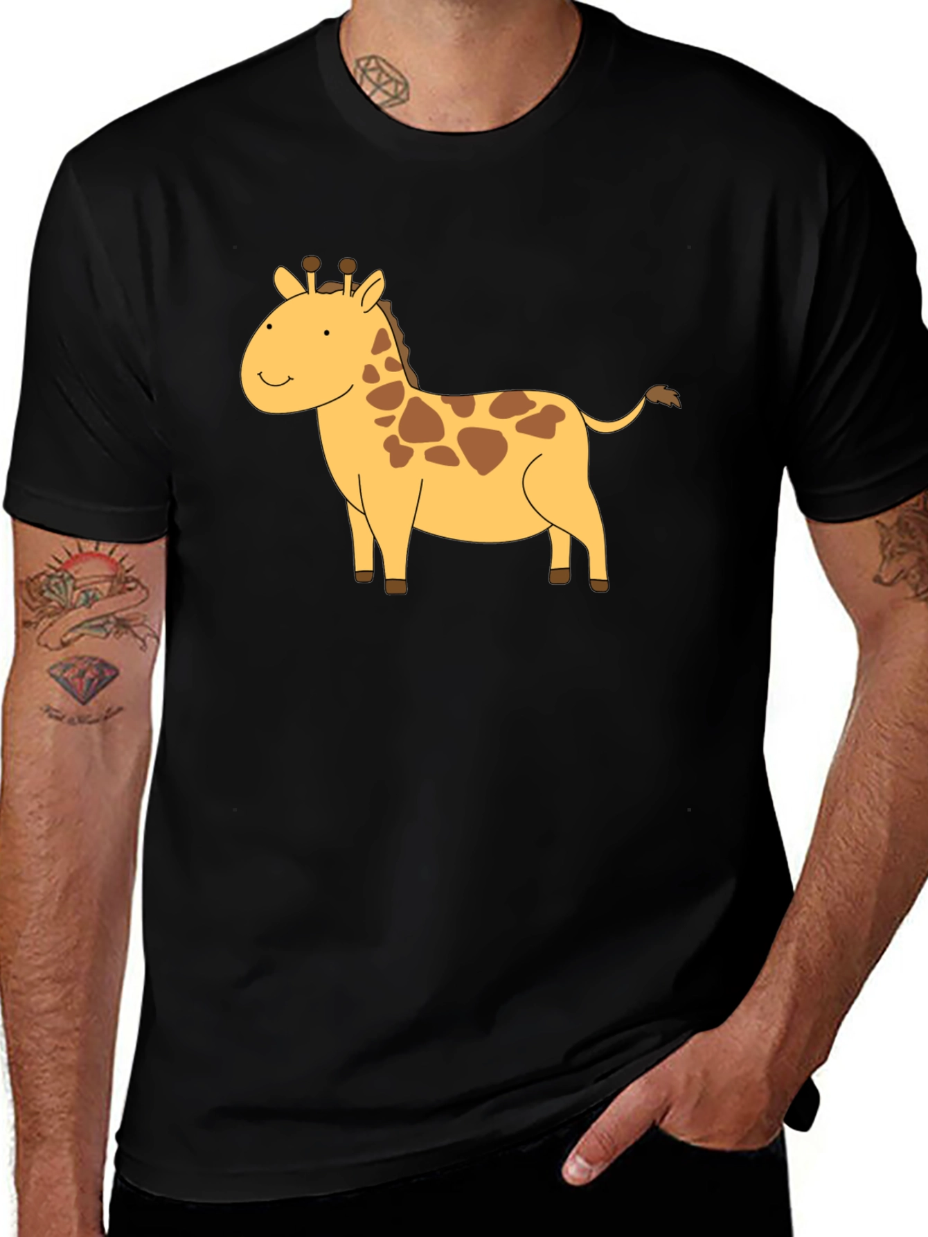Variant 23 of Giraffe Graphic Tee - Black Cotton T-Shirt