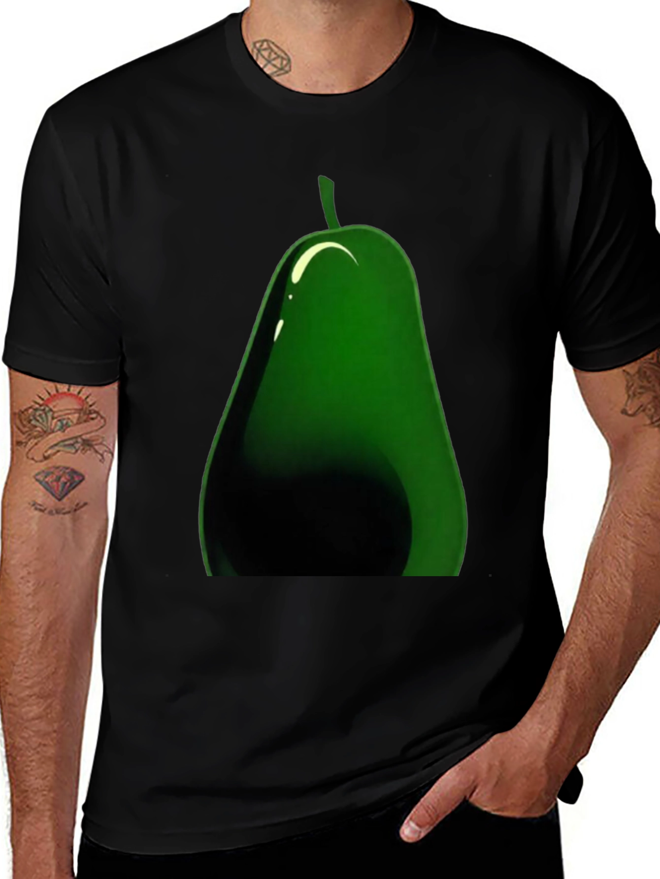 Variant 19 of Avocado Graphic Black T-Shirt - Casual Fruit Tee