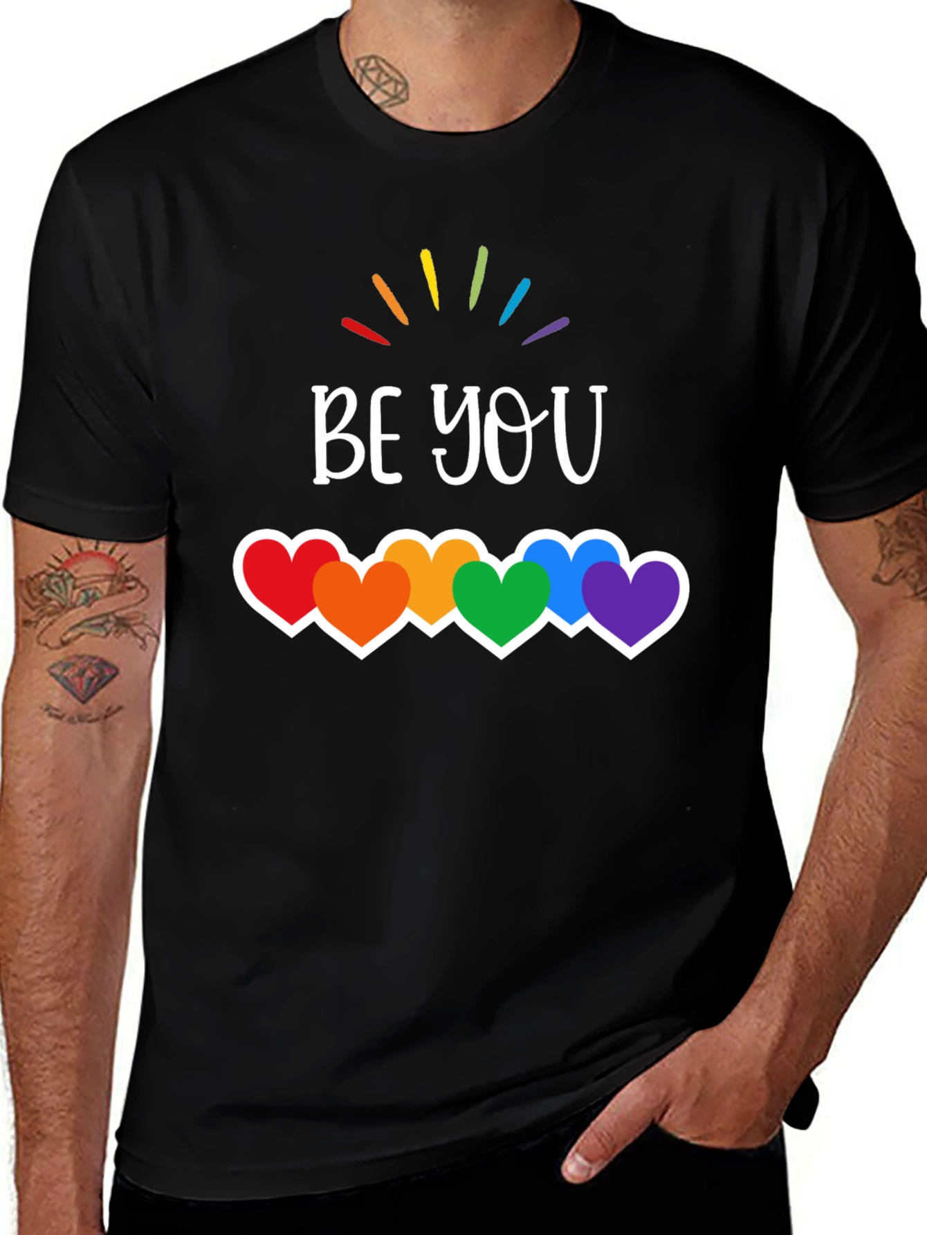 Be You Pride T-Shirt - Rainbow Hearts LGBTQ Tee