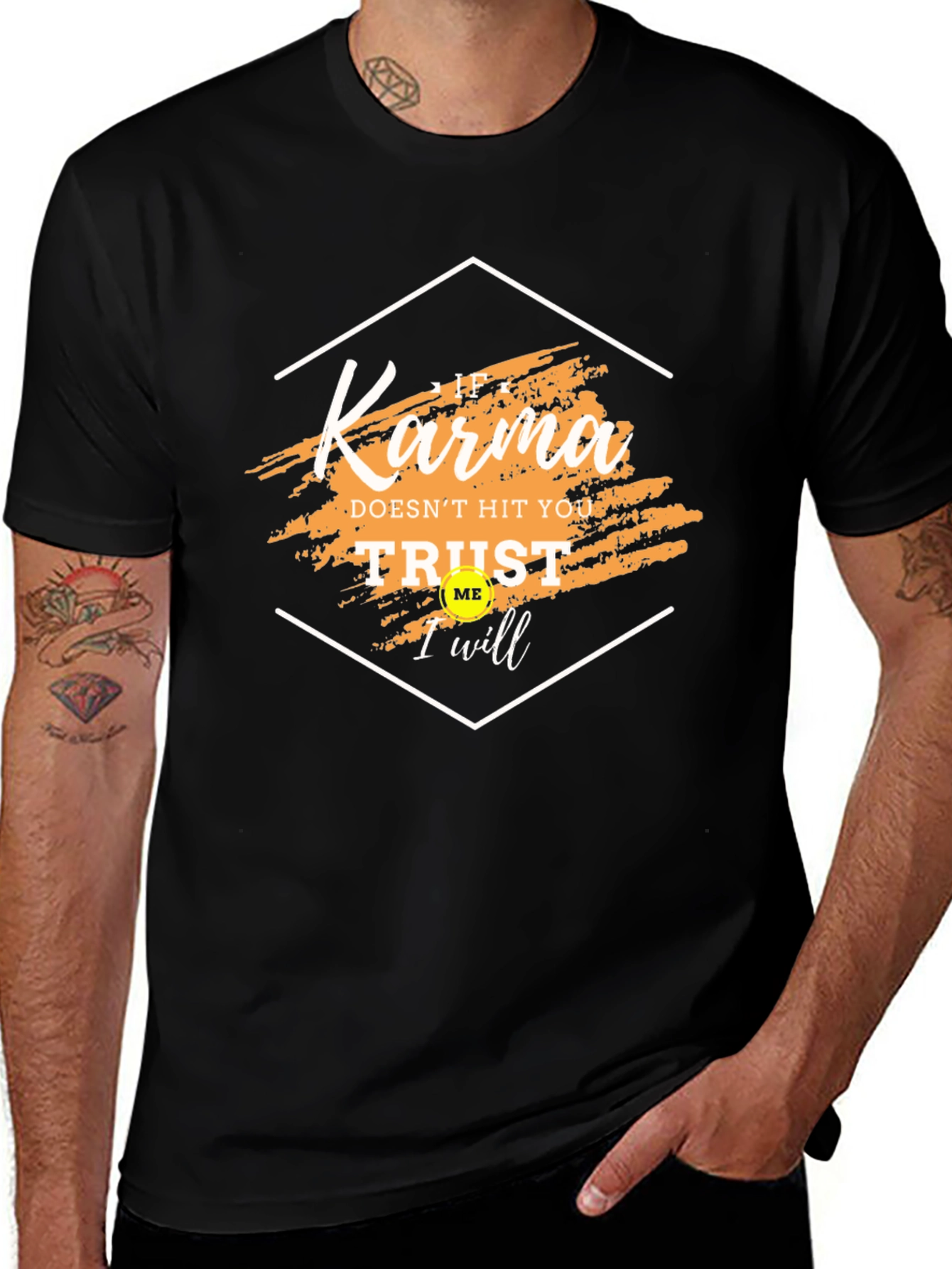 Variant 2 of Karma Trust Me Graphic Tee - Trendy Black T-Shirt