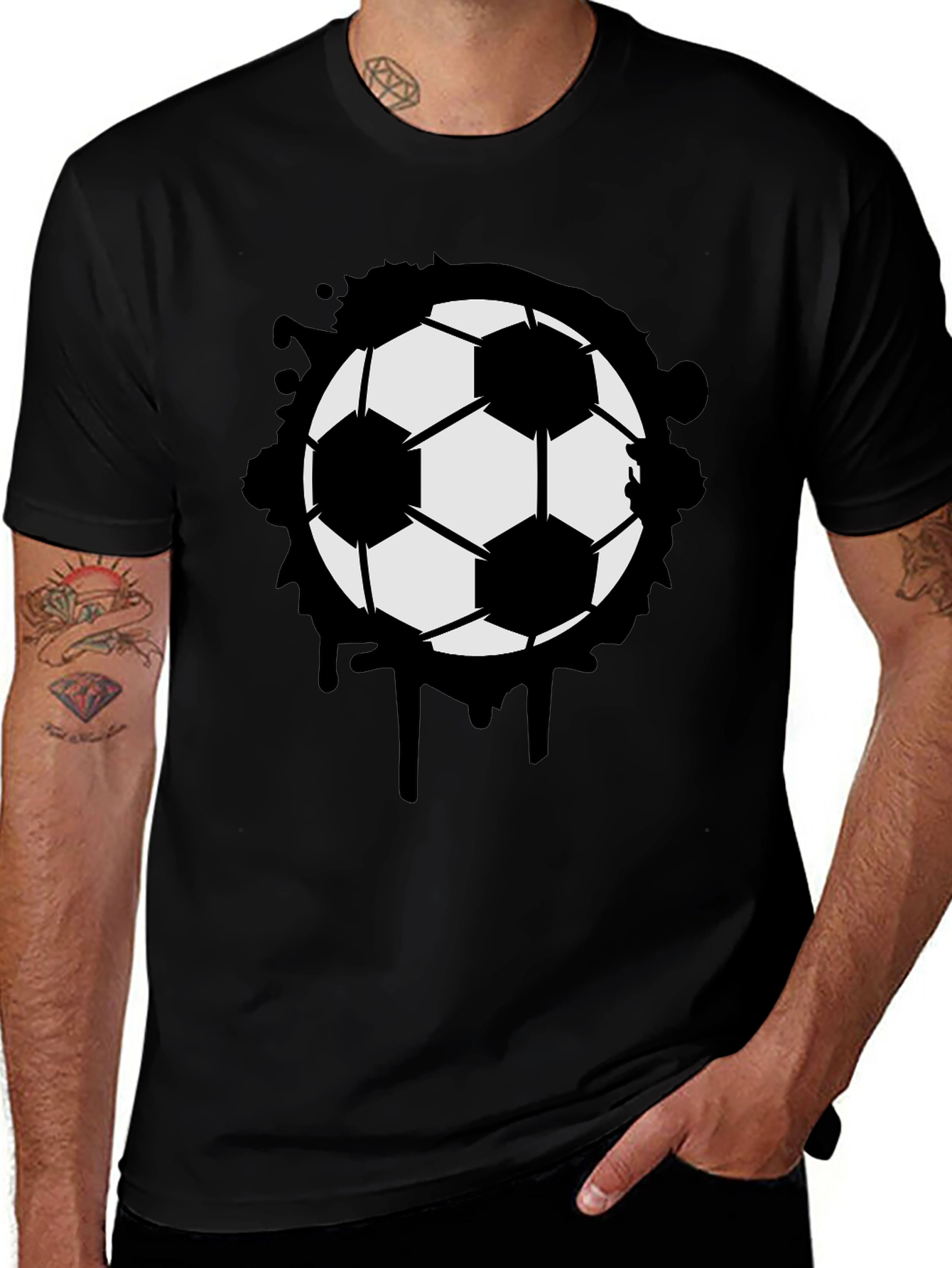 Variant 23 of Soccer Ball Graphic Tee - Men's Black T-Shirt