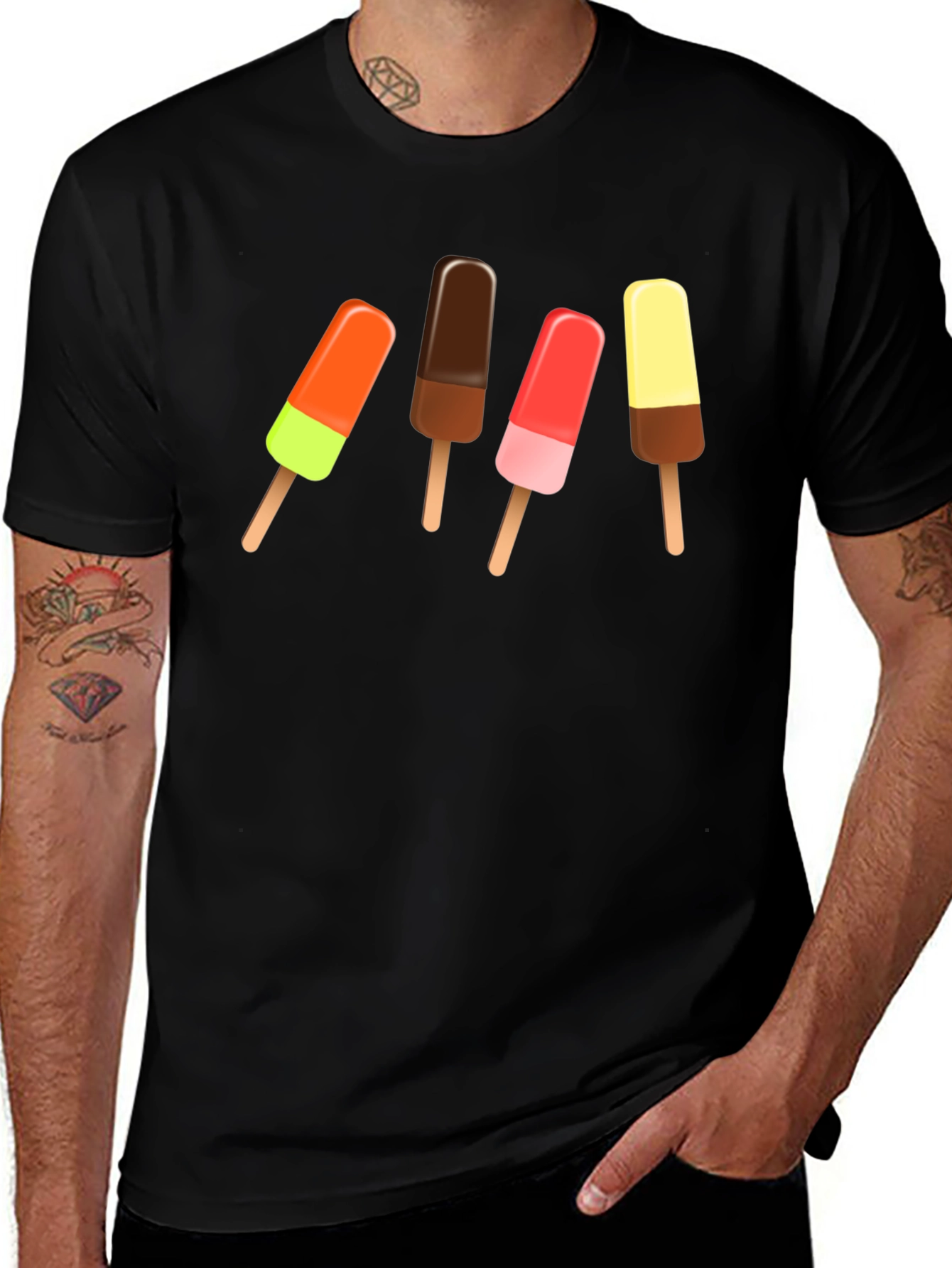 Cool Ice Cream Pops Black T-Shirt