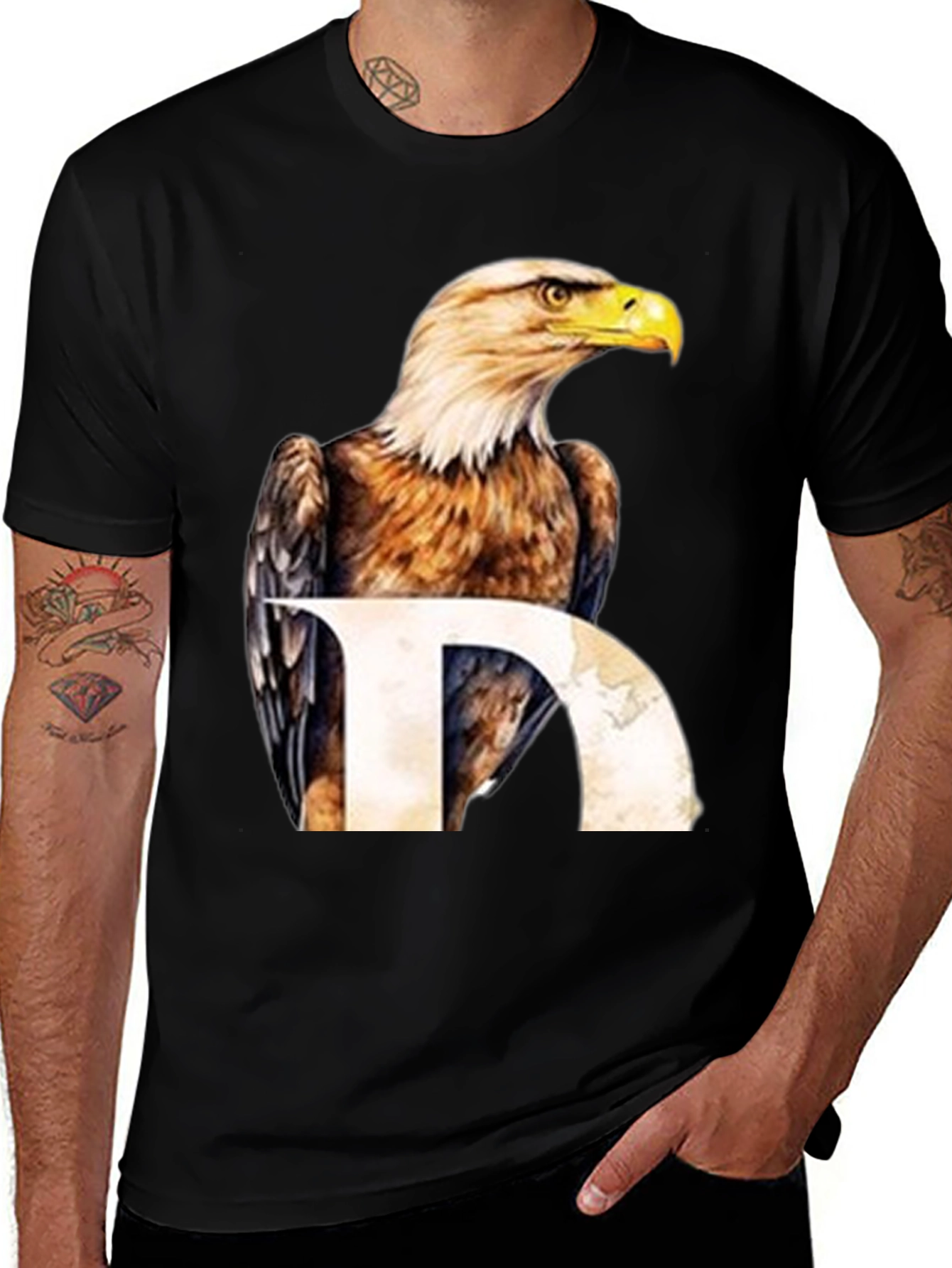 Variant 21 of Eagle Graphic Print Black T-Shirt