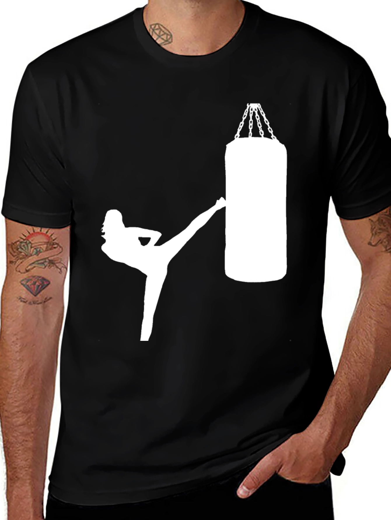 Kickboxing Girl Tee - Black Cotton Blend T-Shirt