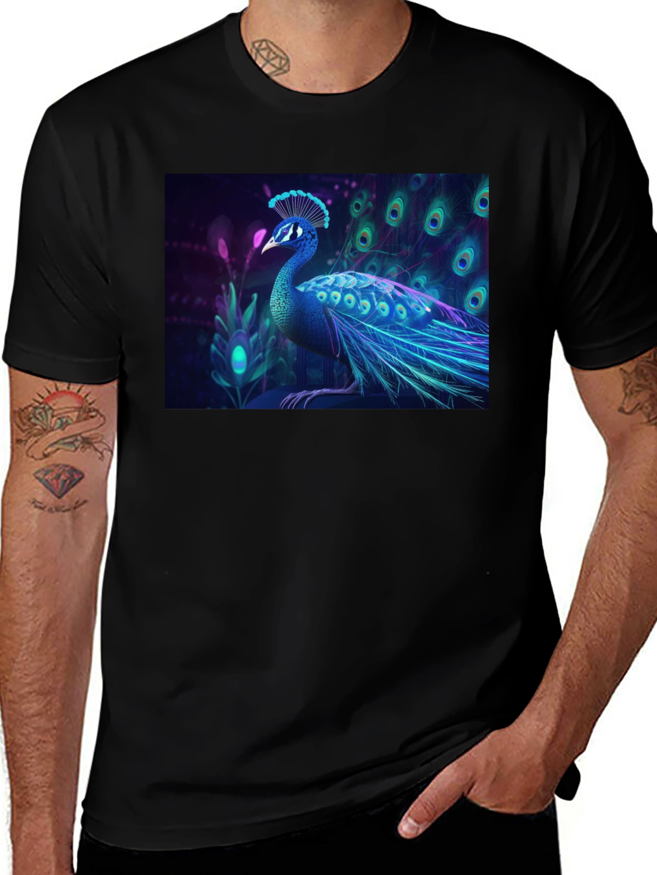 Variant 16 of Neon Peacock Graphic T-Shirt