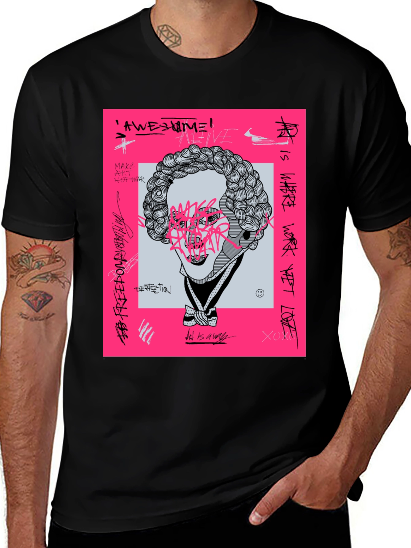 Abstract Graphic Print Black T-Shirt