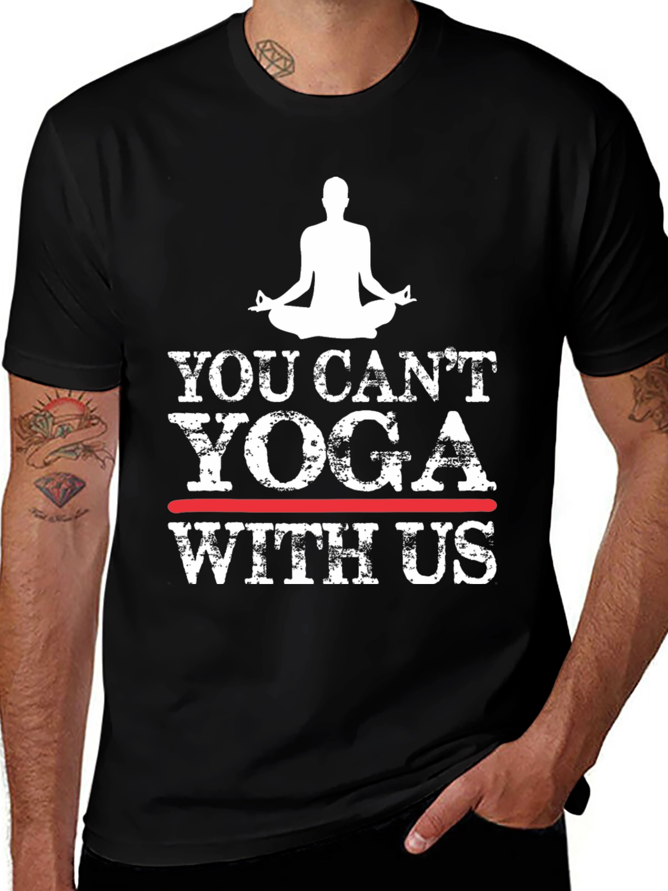 Black Yoga Graphic T-Shirt - You Can't Yoga With Us main image