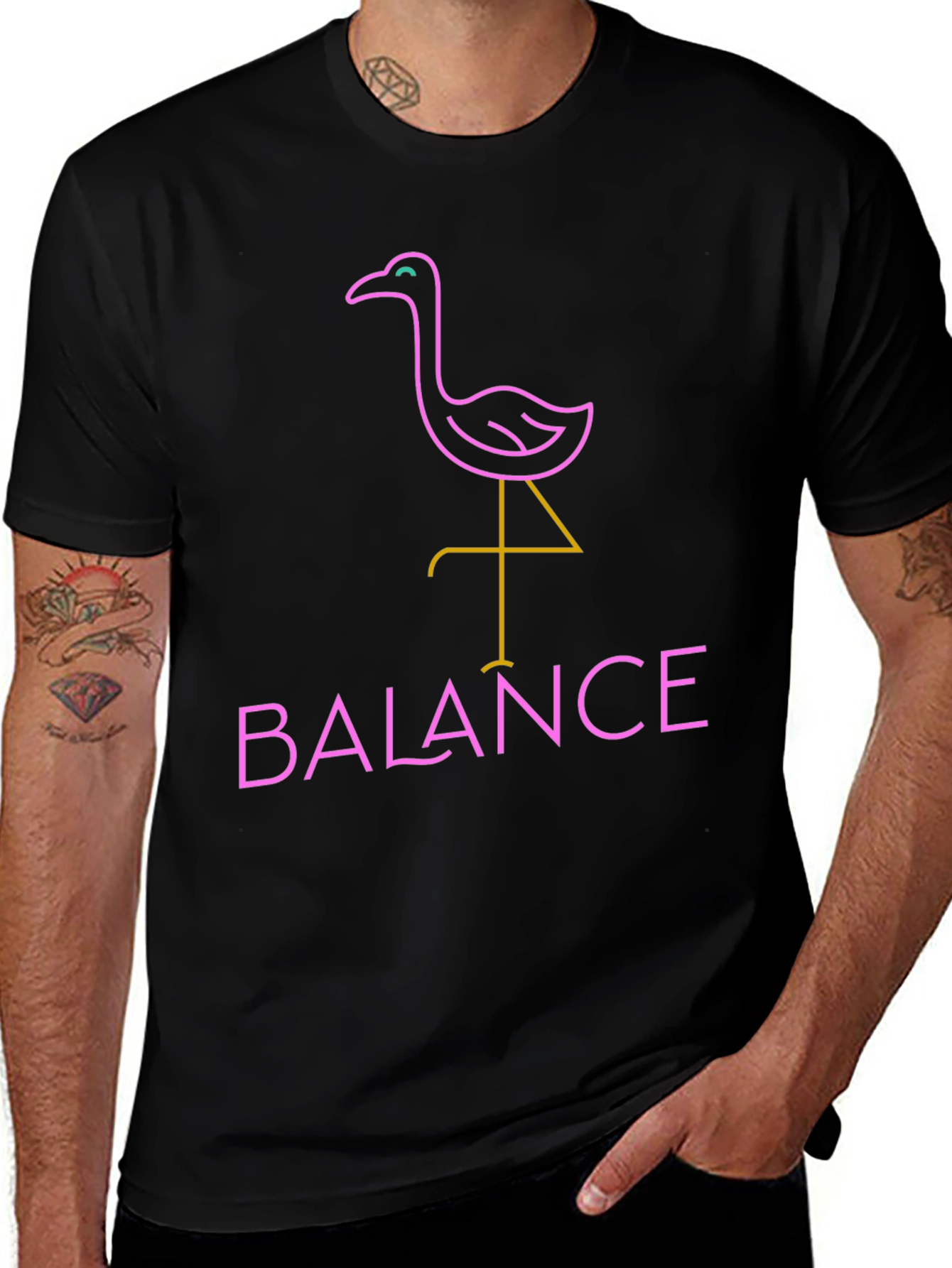 Variant 30 of Balance Flamingo T-Shirt - Neon Style