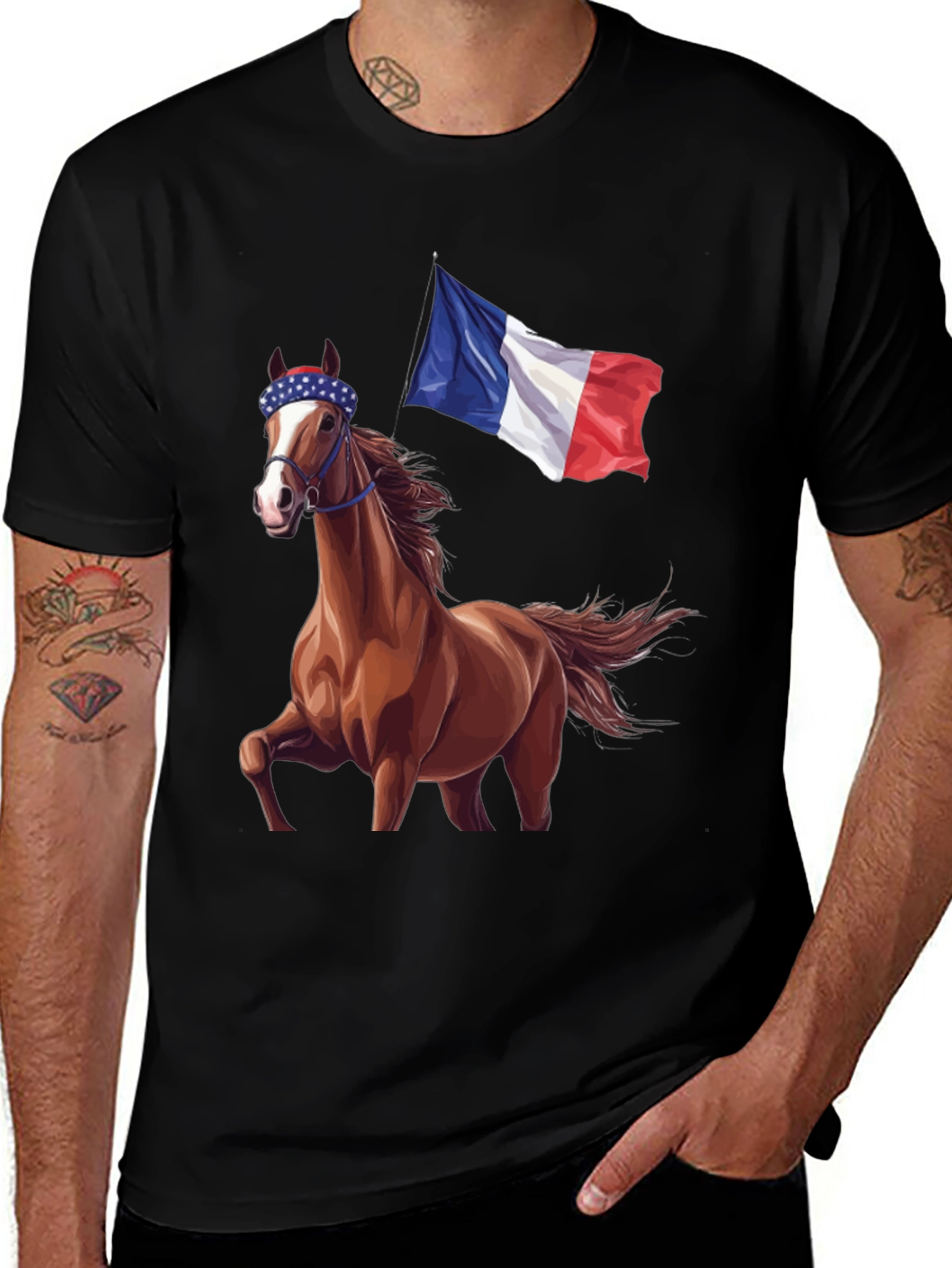 Variant 18 of Horse With French Flag T-Shirt