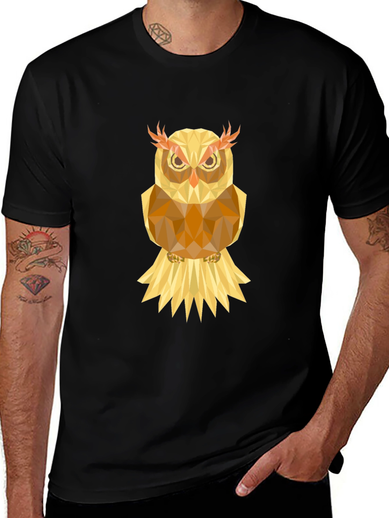 Variant 12 of Geometric Owl Graphic Tee - Unique Men's T-Shirt