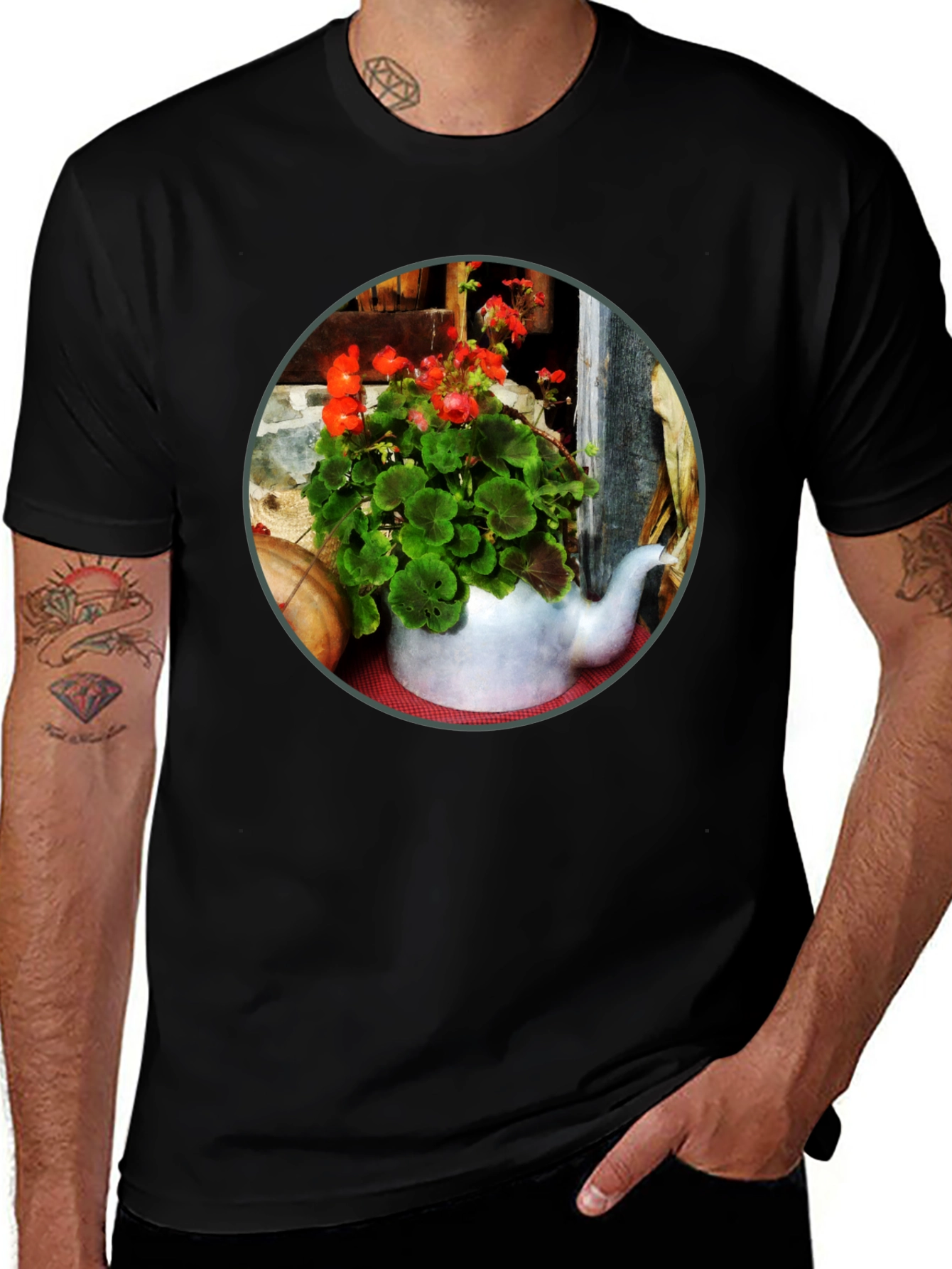 Variant 23 of Floral Teapot T-Shirt - Unique Garden Design