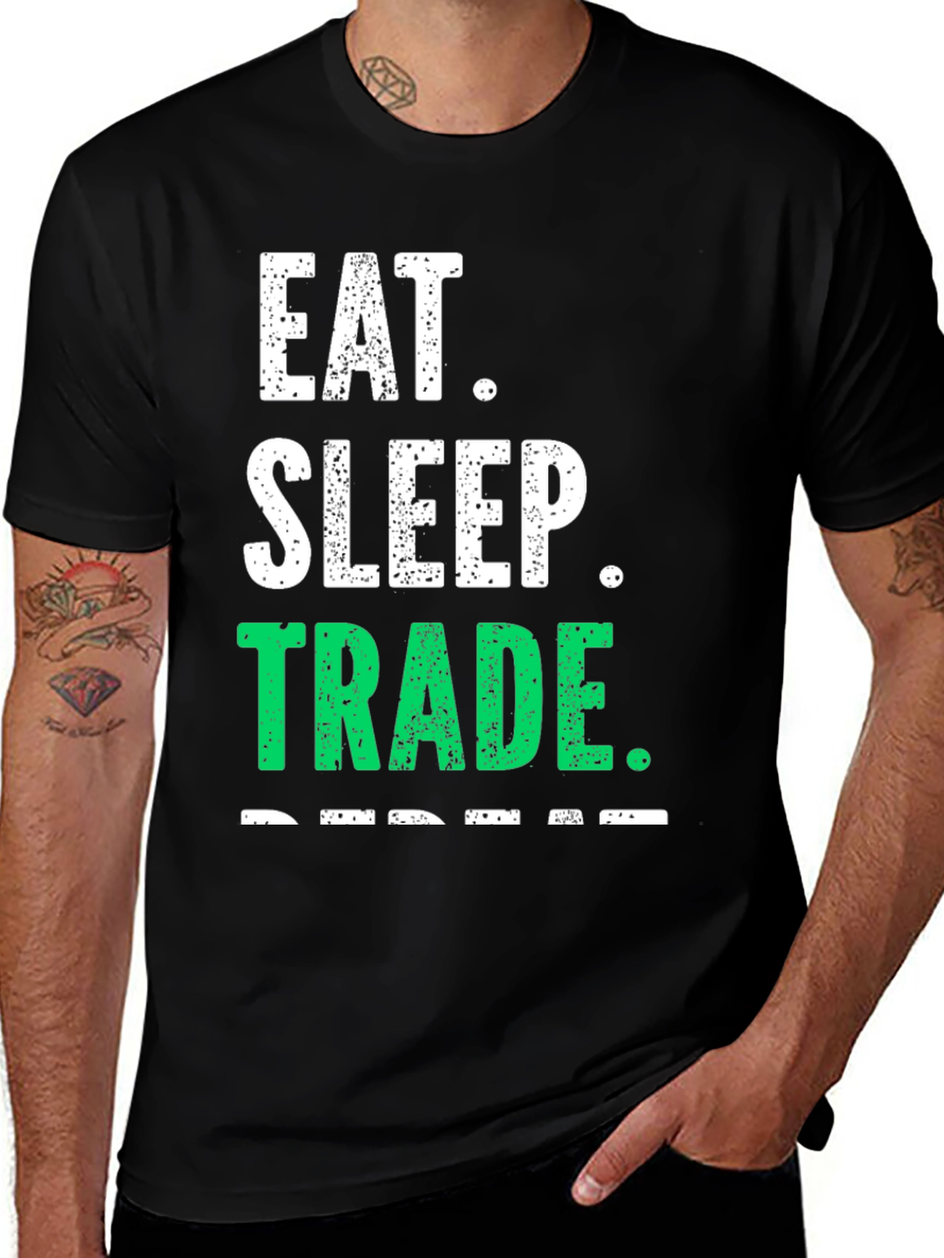 Eat Sleep Trade Repeat Black Graphic Tee