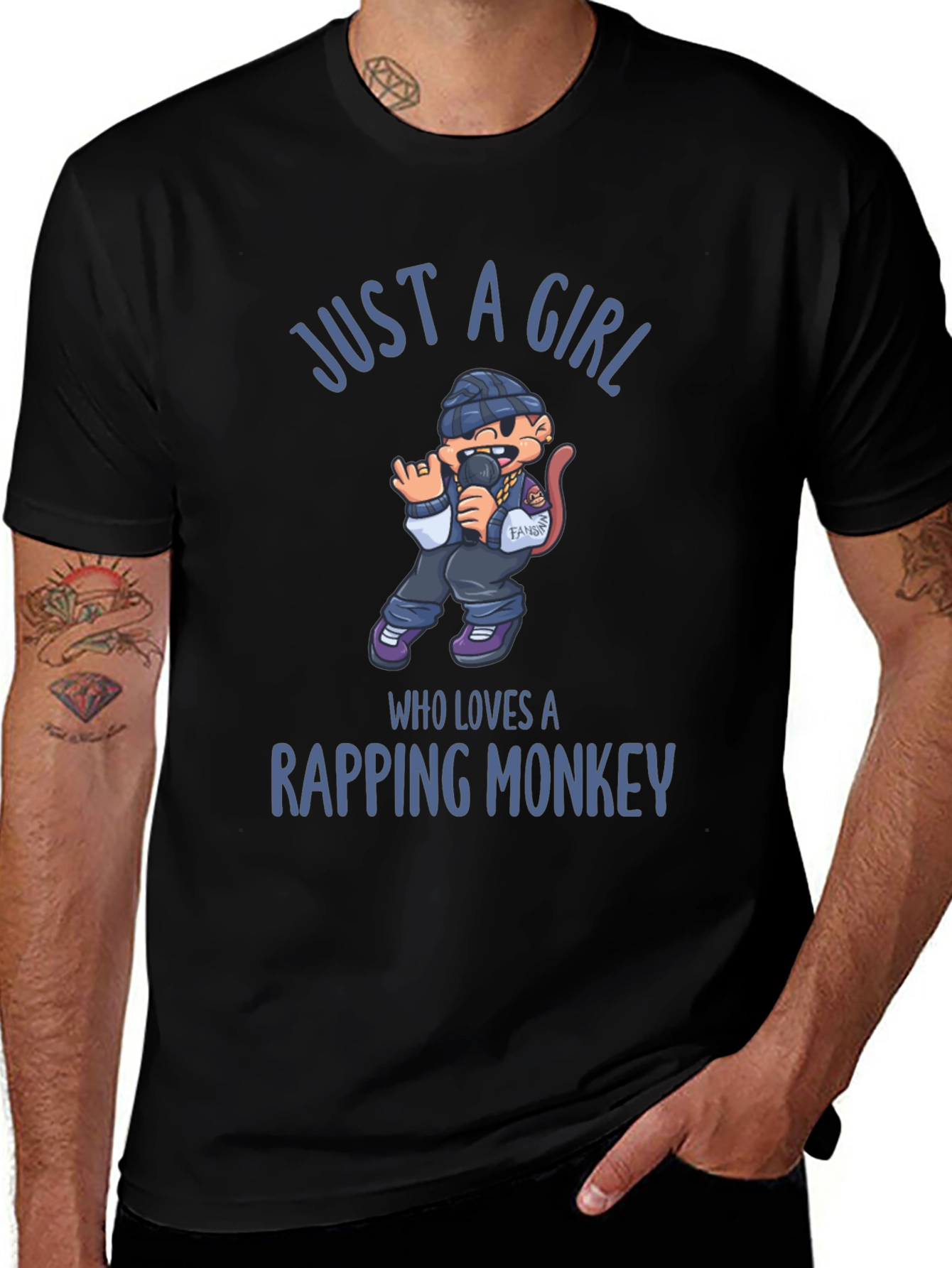 Variant 3 of Rapping Monkey Graphic T-Shirt - Just A Girl Who Loves