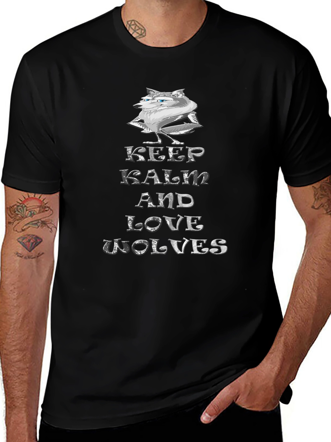 Variant 22 of Keep Calm & Love Wolves T-Shirt - Fun Graphic Tee