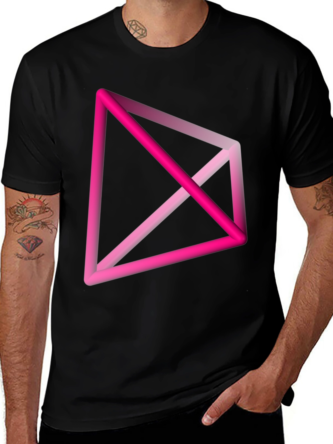 Abstract Geometric Pink T-Shirt