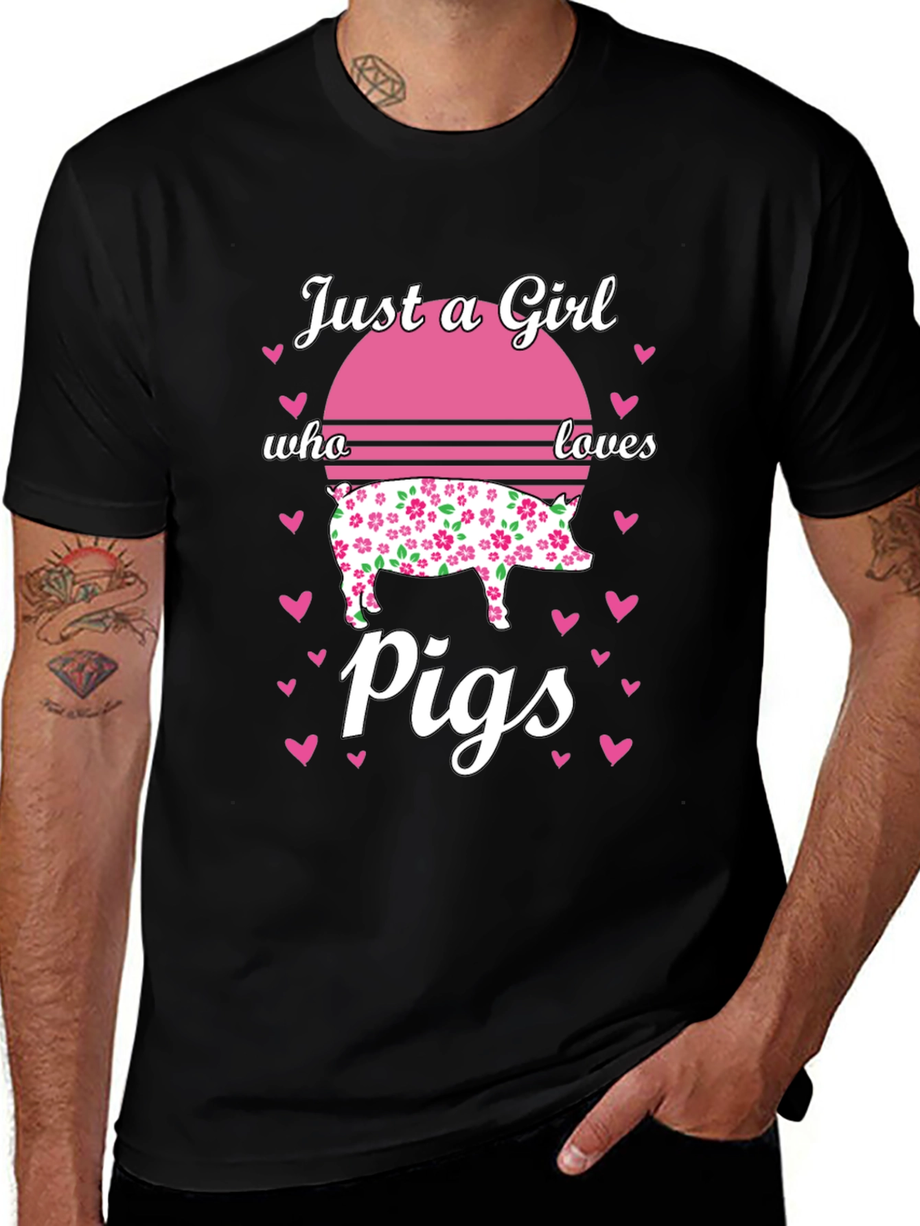 Variant 26 of Just A Girl Who Loves Pigs Black T-Shirt