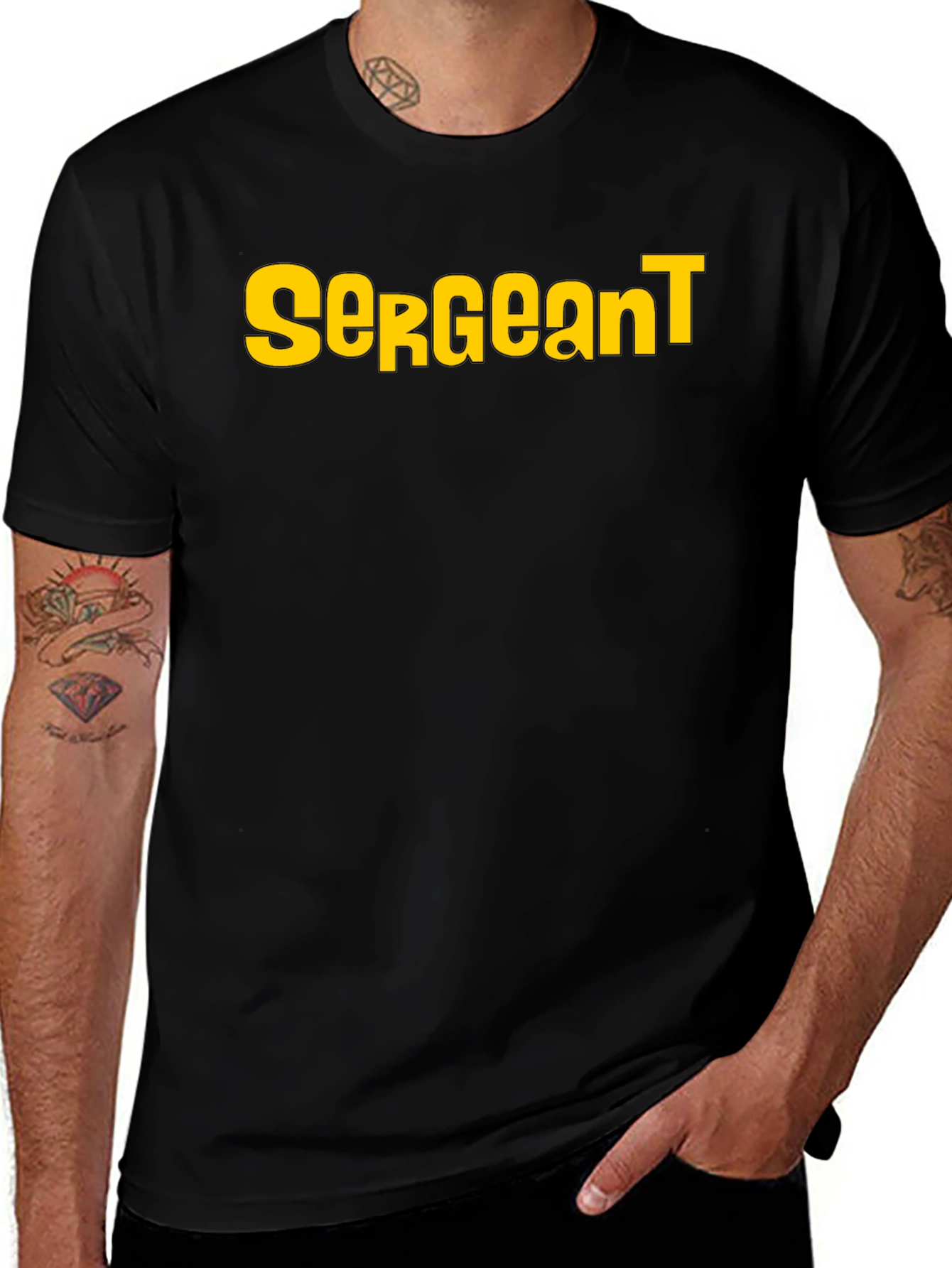 Variant 27 of Sergeant Graphic Tee - Black Cotton Blend