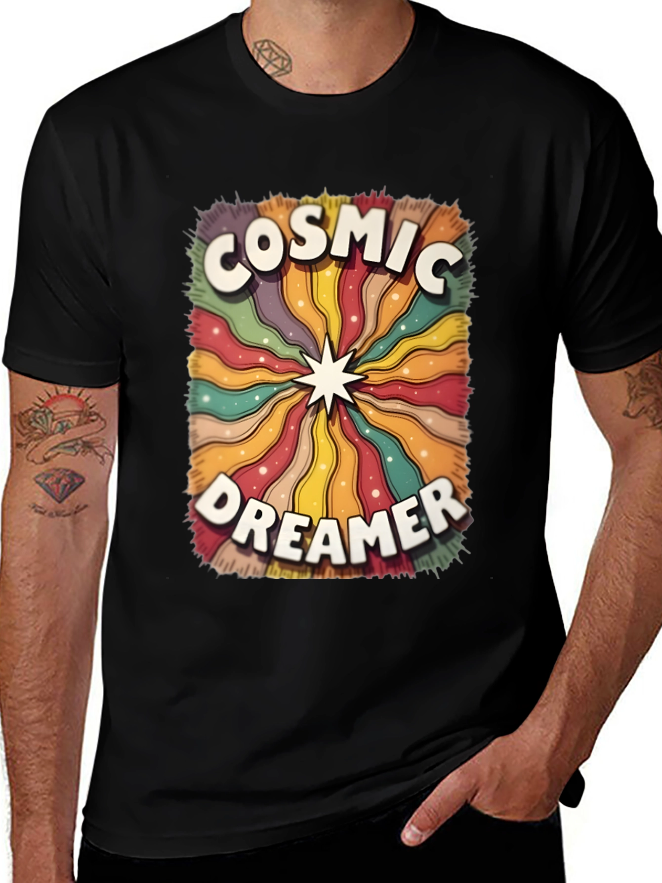 Cosmic Dreamer Graphic T-Shirt - Retro Style