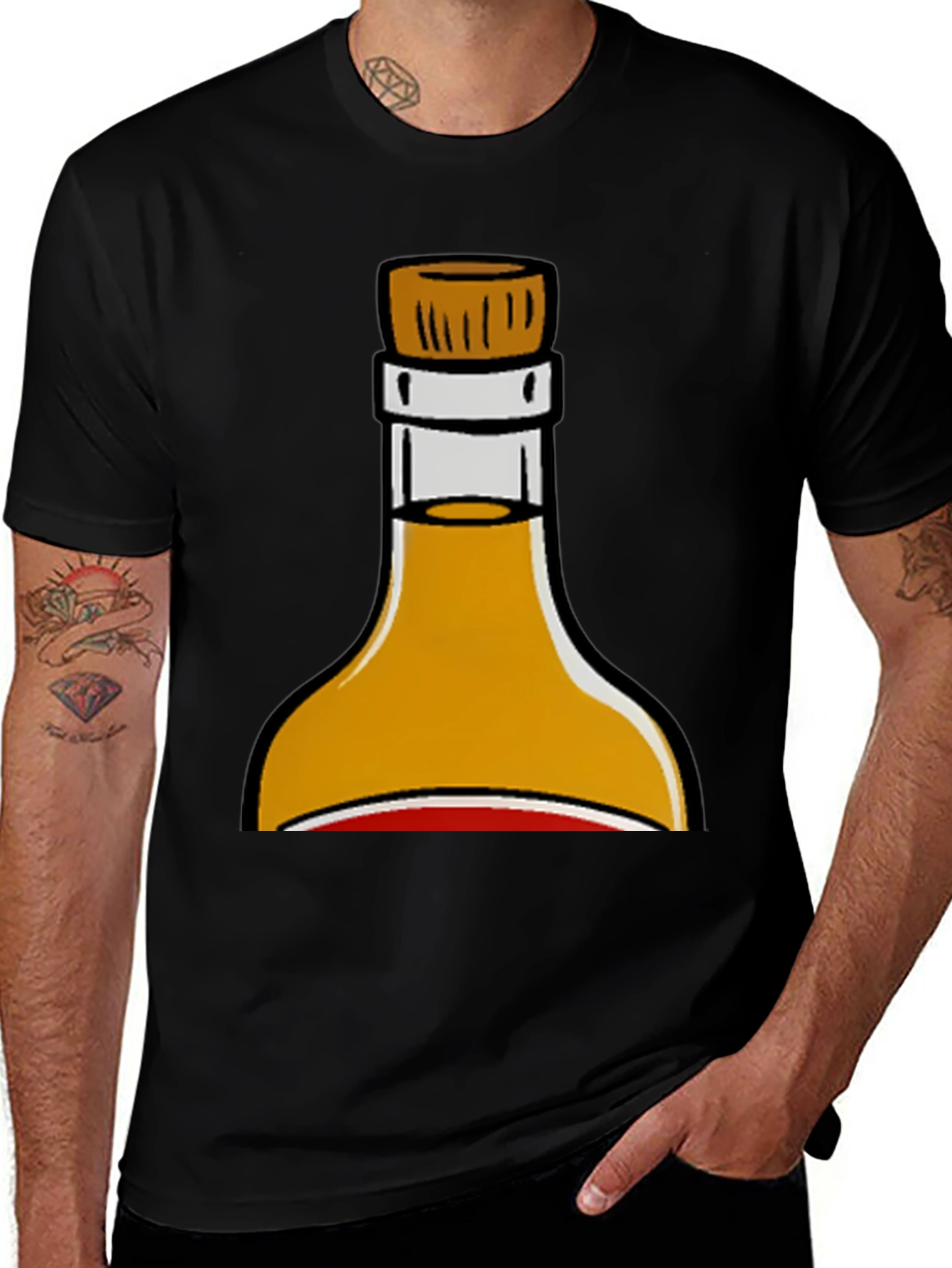 Variant 29 of Sauce Bottle Graphic Print Black T-Shirt