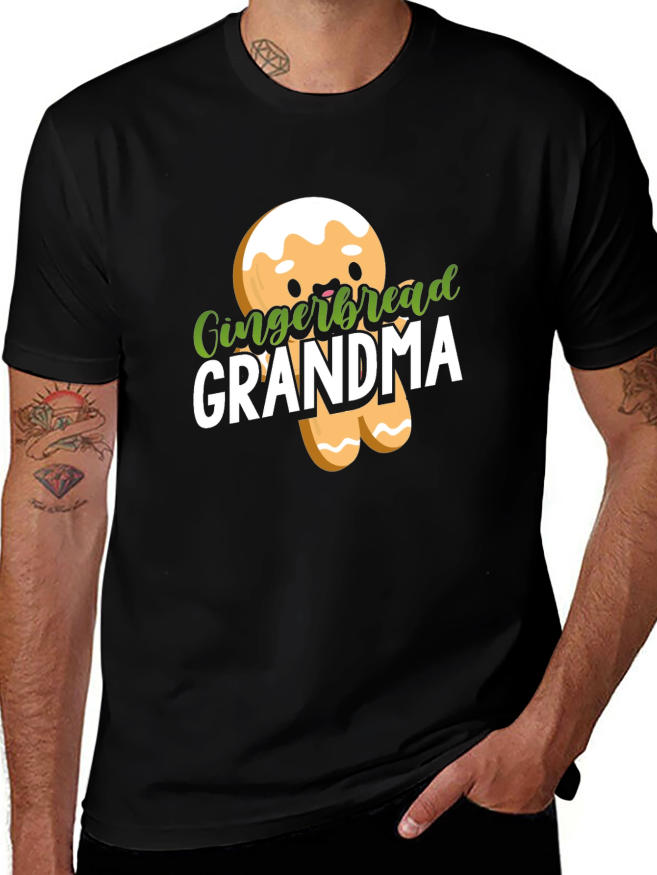 Variant 14 of Gingerbread Grandma Black T-Shirt