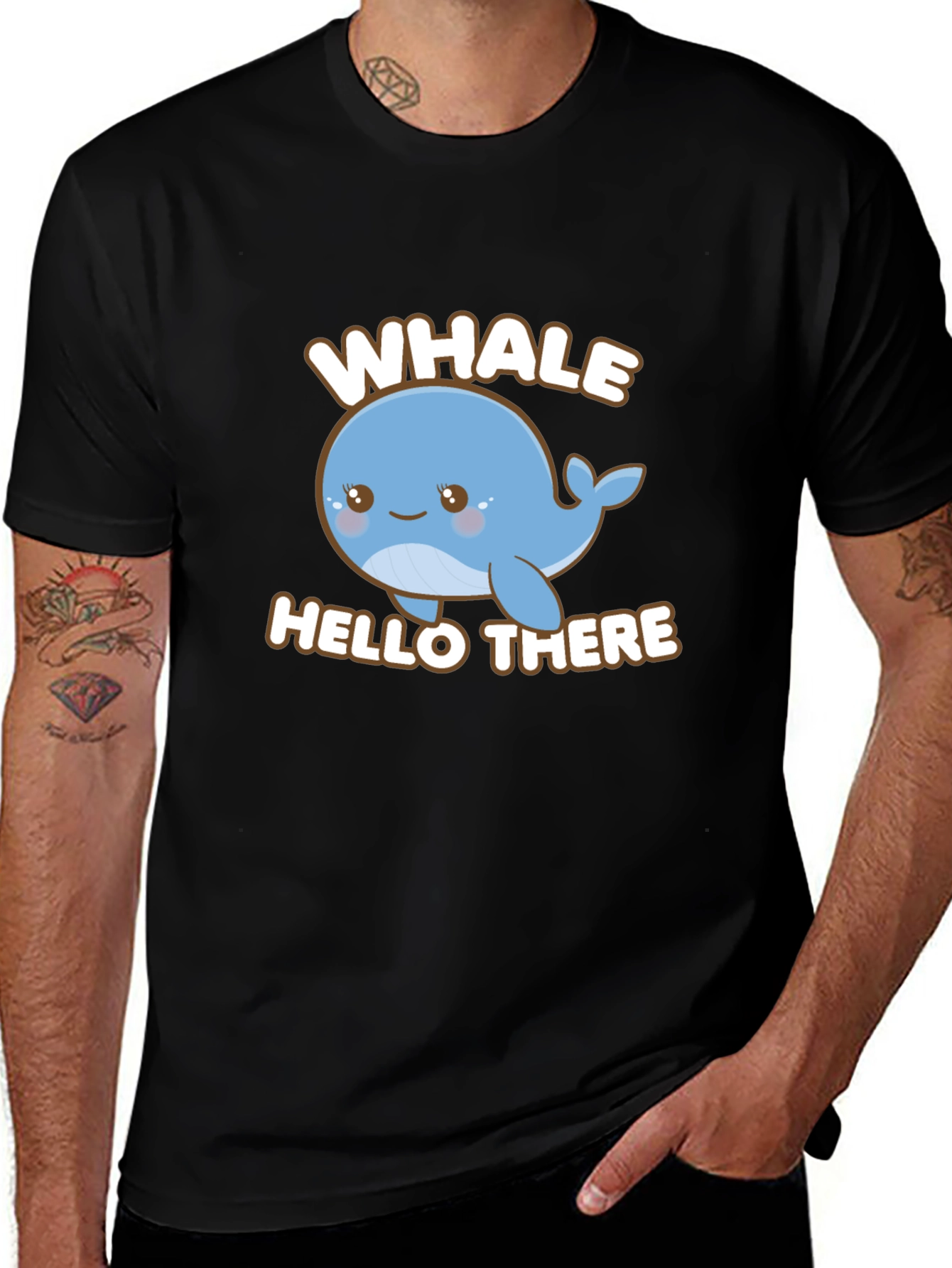 Variant 24 of Cute Whale Hello There Black T-Shirt