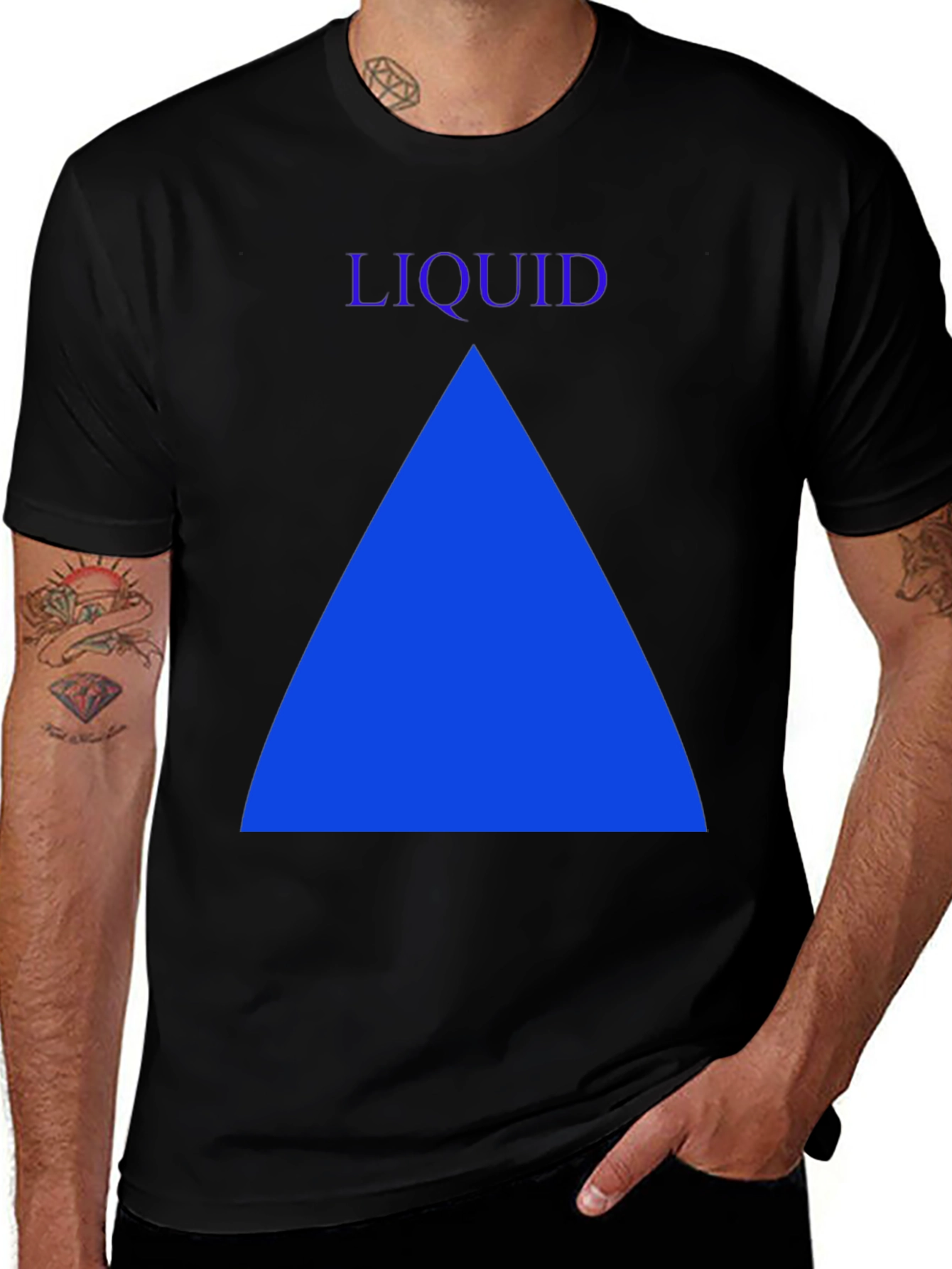 Liquid Blue Triangle Men's Black T-Shirt