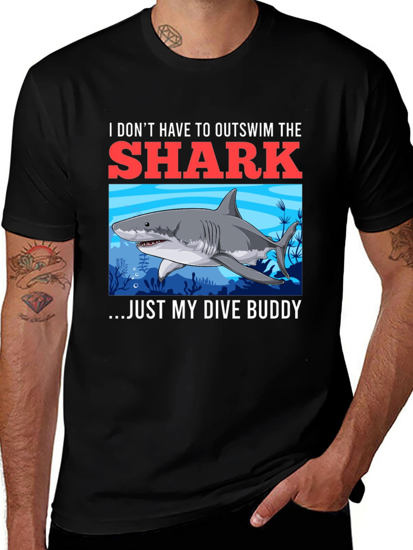Variant 22 of Shark Dive Buddy T-Shirt - Diver Humor Tee