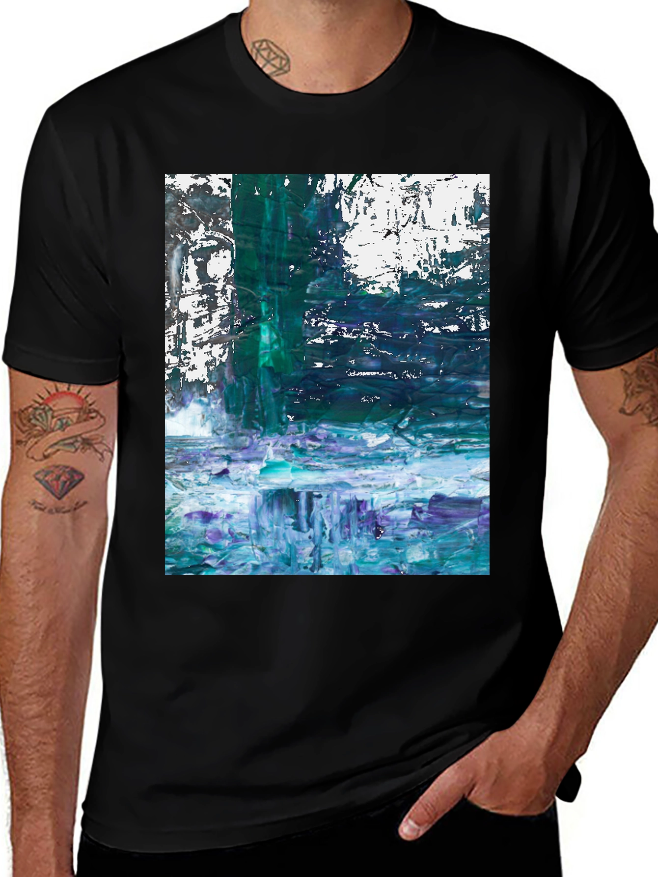Variant 13 of Abstract Art Men's Black T-Shirt