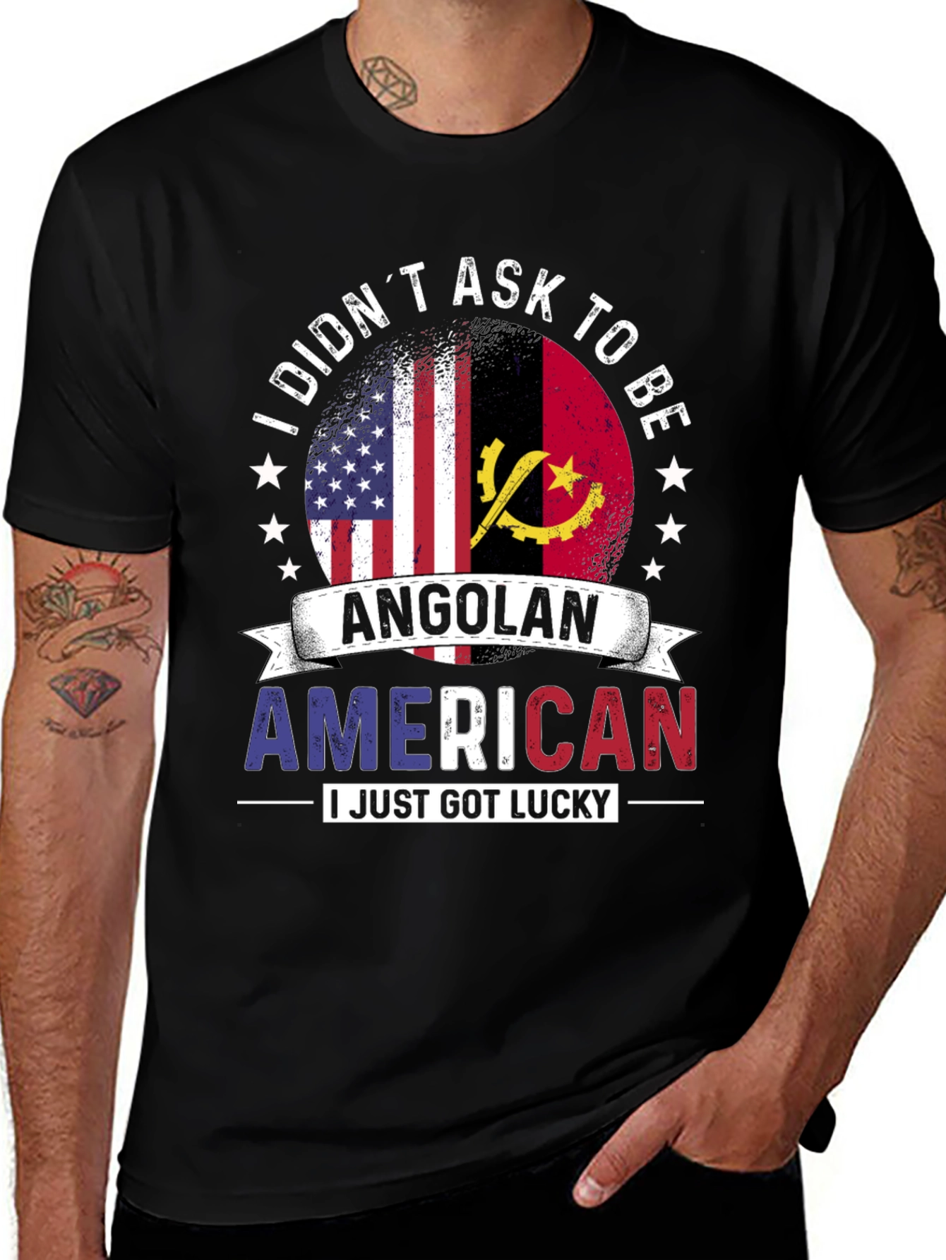 Angolan American T-Shirt - I Just Got Lucky!