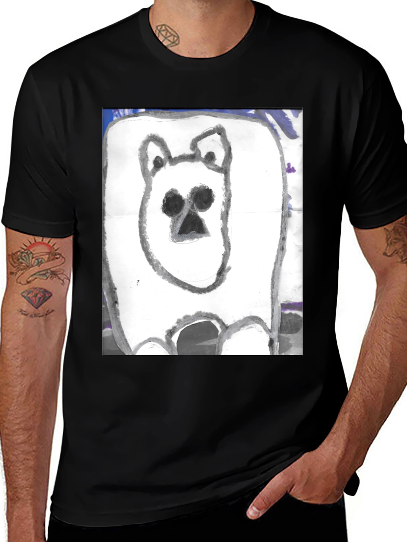 Variant 6 of Hand-Drawn Bear Graphic T-Shirt