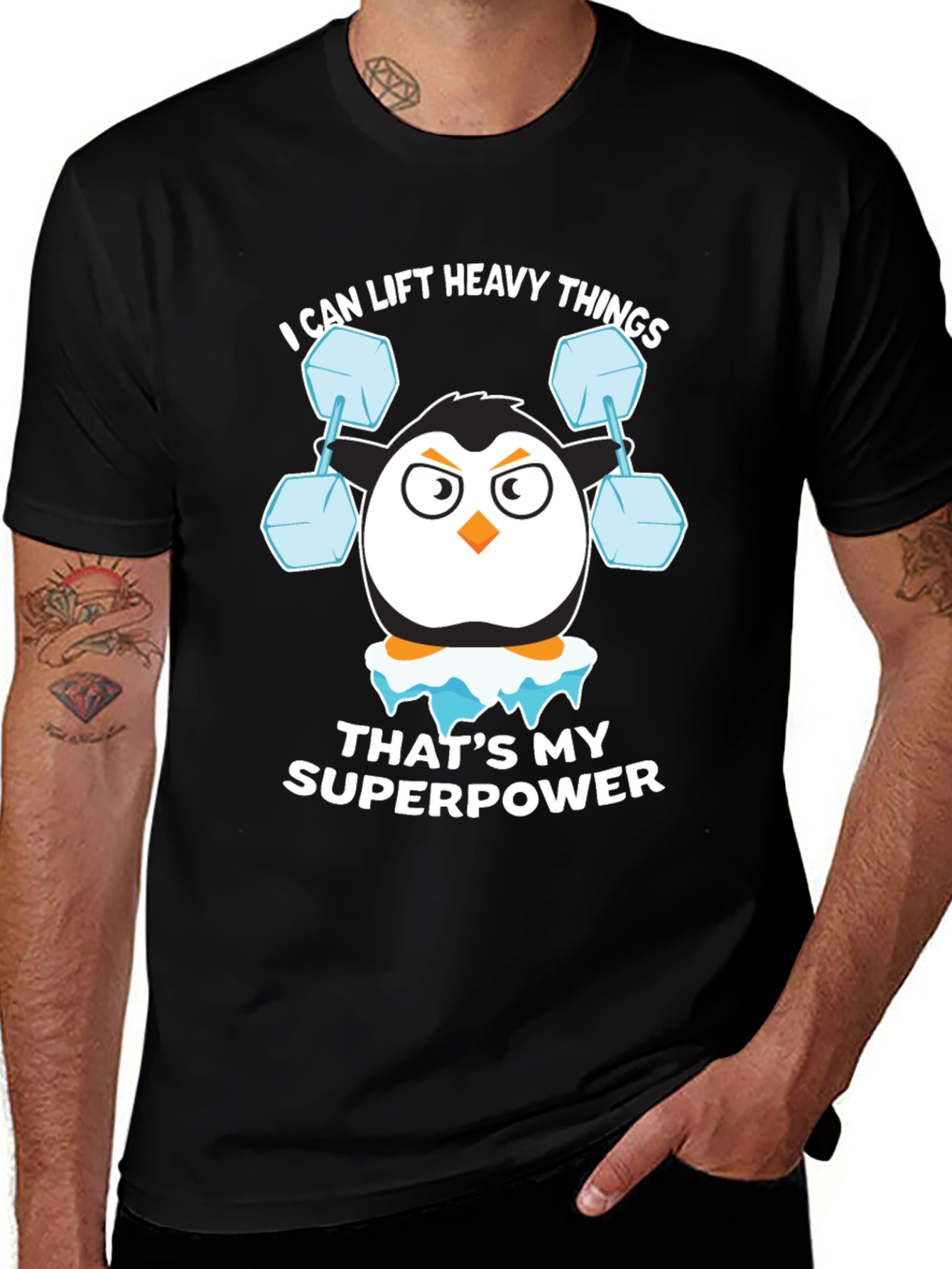Variant 29 of Penguin Lifting Weights Funny T-Shirt